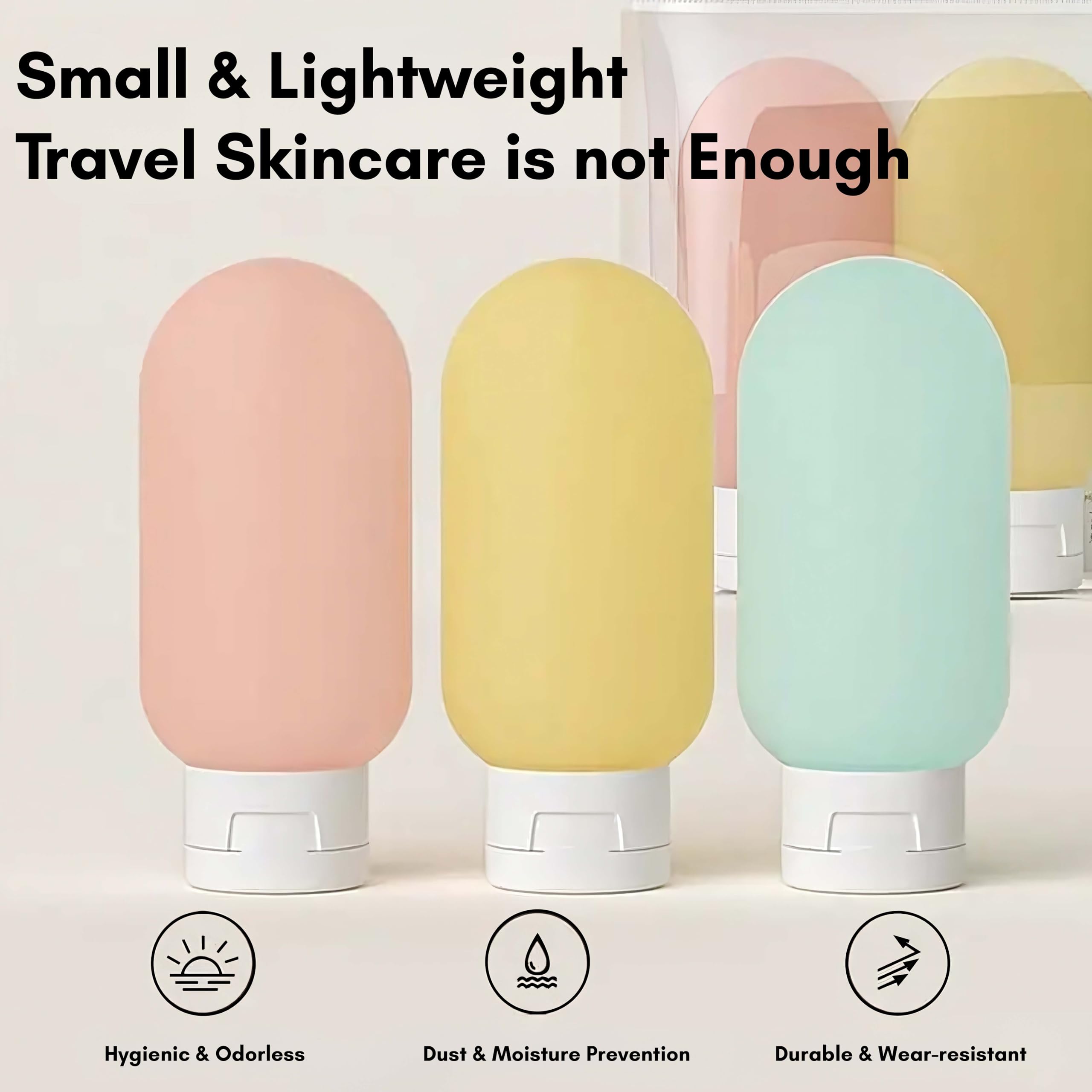 Beauté Secrets 3-Piece Travel Bottle Set - 60ML Leak-Proof Refillable Plastic Containers for Toiletries, Shampoo, Lotion, Cream & Gel | Perfect for Air Travel, Gym, Camping & Vacation Essentials (BS-HR-3)