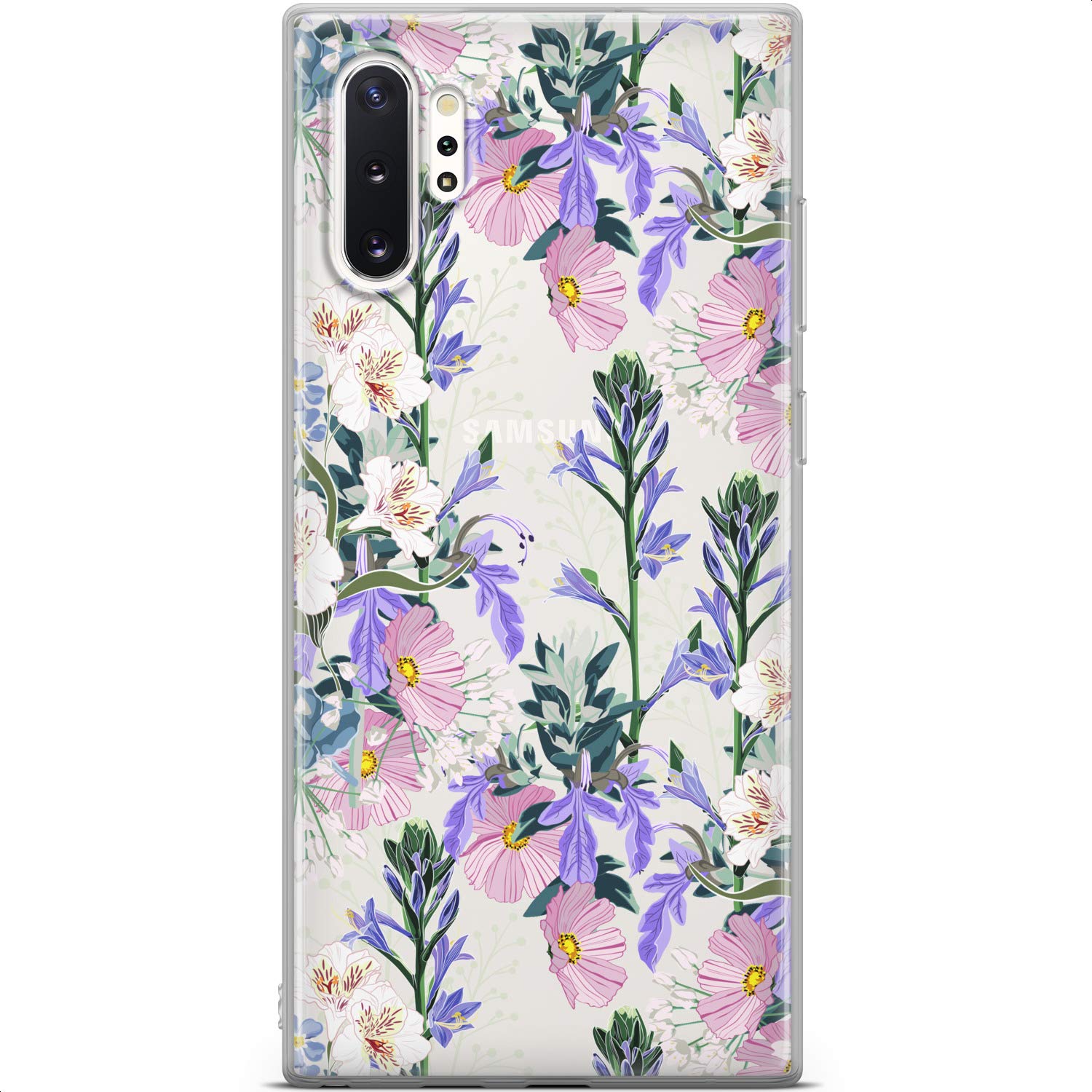 Samsung Galaxy S24 S23 Ultra S22 5G Plus S21 FE S20 S10 Case - Slim TPU Protective Phone Cover with Meadow Cosmos Flowers & Wildflowers Botanical Design | Cute Floral Silicone Case for Women, Everyday Use & Gift Giving