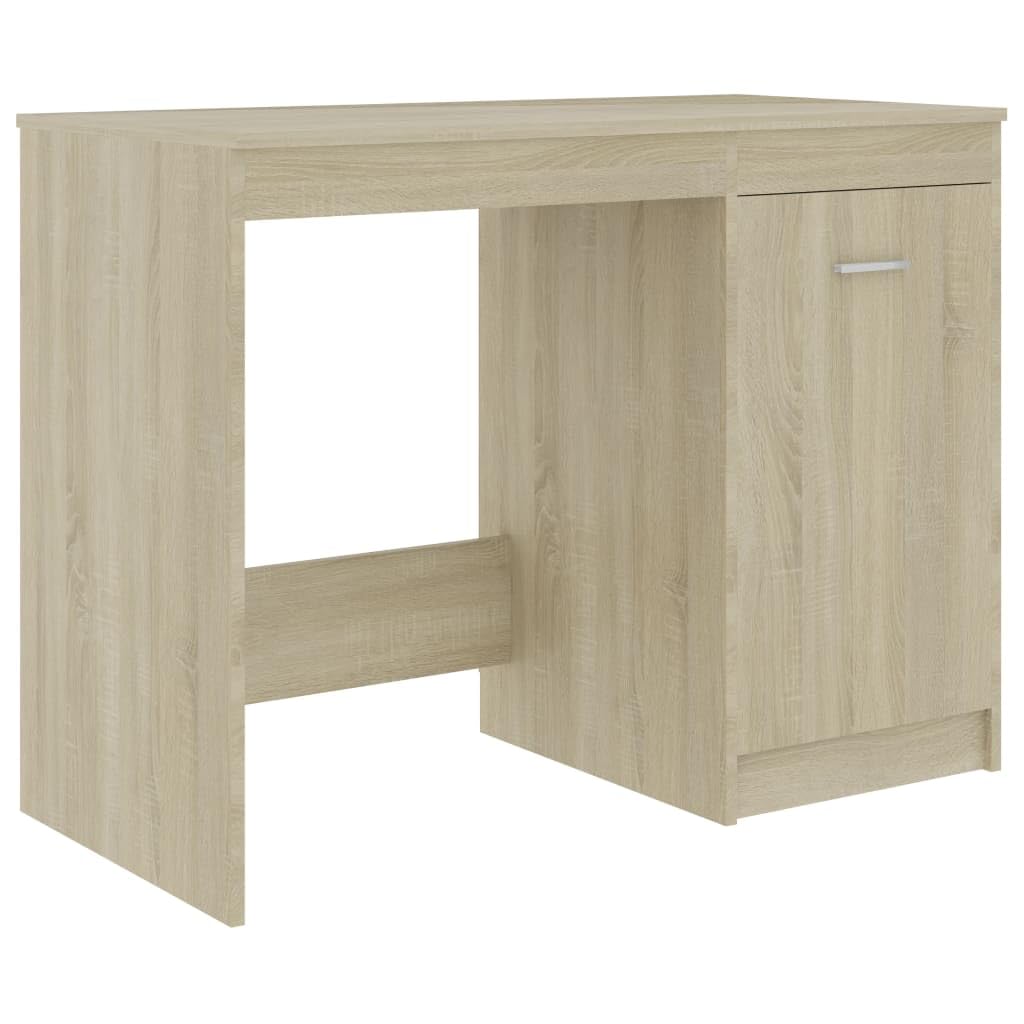 Standing Computer Desk with Shelves - Home Office Workstation in Sonoma Oak Finish, Scandinavian Style Engineered Wood Desk for Living Room, Bedroom & Small Spaces | Perfect for Remote Work & Study