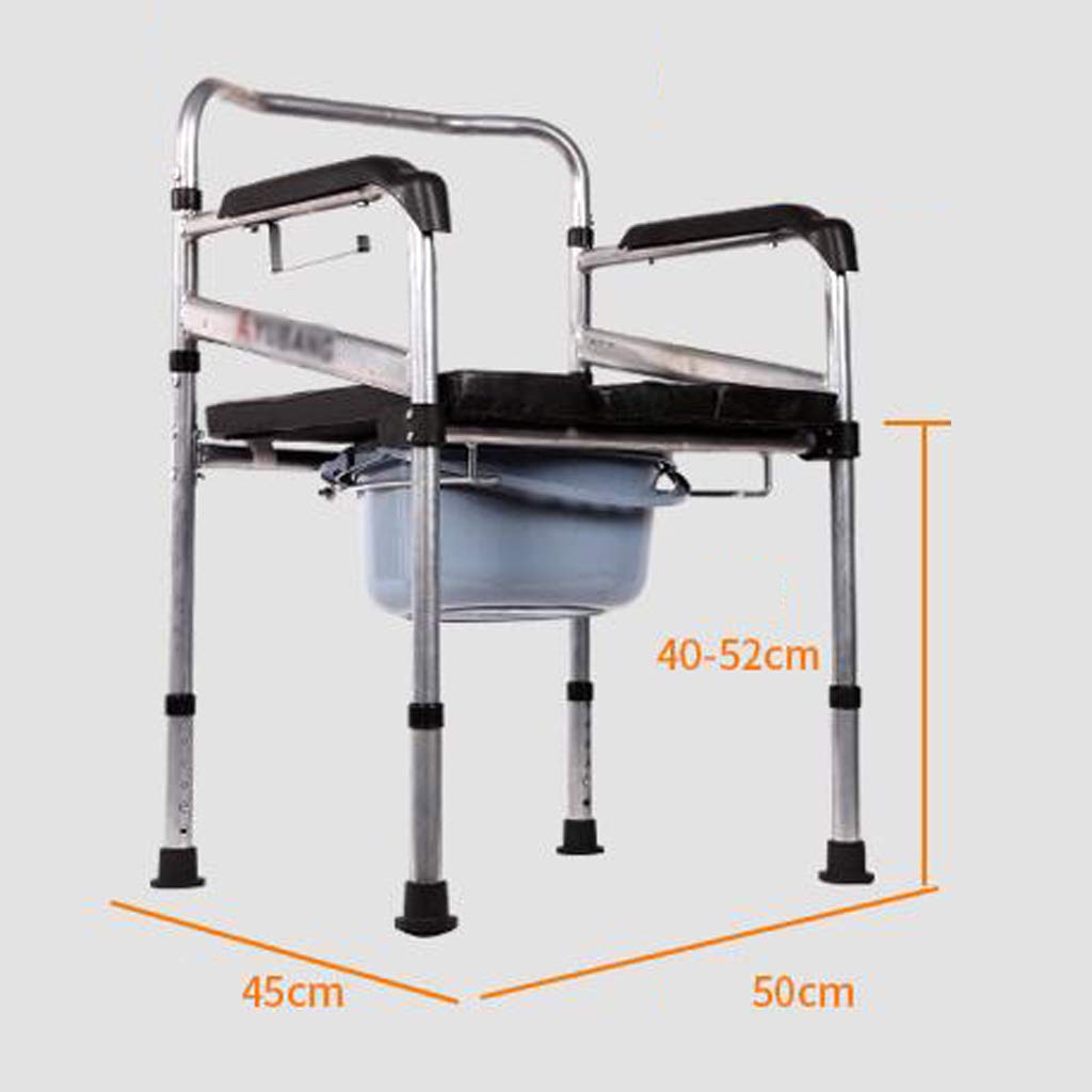 Adjustable Height Bedside Commode Shower Chair - Folding Bariatric Toilet Seat with Safety Steel Frame & Bucket/Handles - Ideal for Homecare, Elderly, Pregnancy & Post-Surgery Use in Bathroom & Bedroom