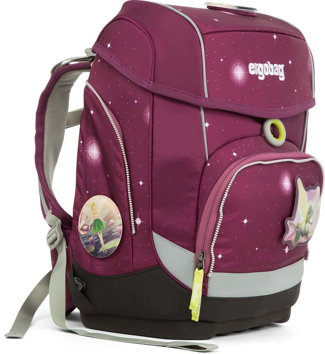 Ergobag SET Cubo 5-Piece School Backpack - Purple Galaxy Edition for Kids | Lightweight Comfortable Bookbag for Elementary Students | Perfect for School, Travel & Outdoor Adventures
