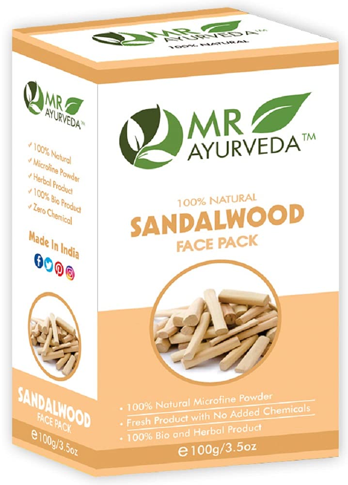 MR Ayurveda 100% Organic Sandalwood Powder for Face & Skin Care - 100g | Natural Facial Mask Ingredient, DIY Beauty Treatments & Ayurvedic Remedies