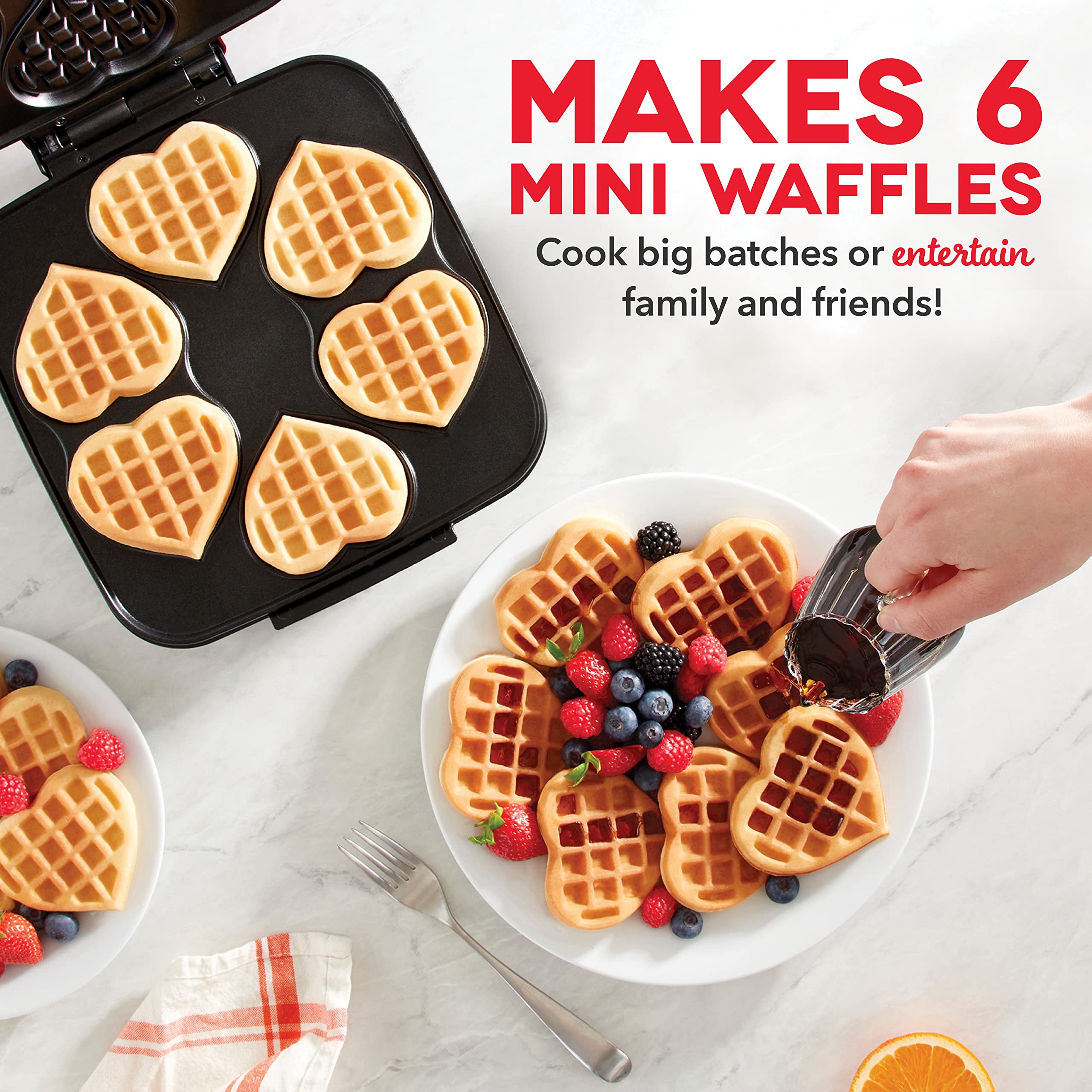 DASH Mini Heart Waffle Maker - 6 Nonstick 3