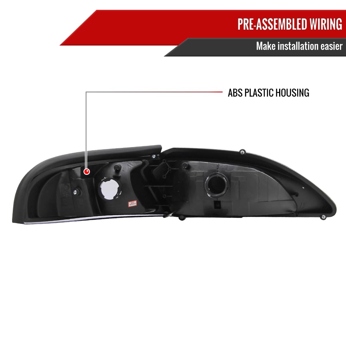 **94-98 Mustang Headlights & Corner Lamps - 2-in-1 Black Clear LED Replacement for Improved Visibility - Perfect for Night Driving & Car Upgrades**