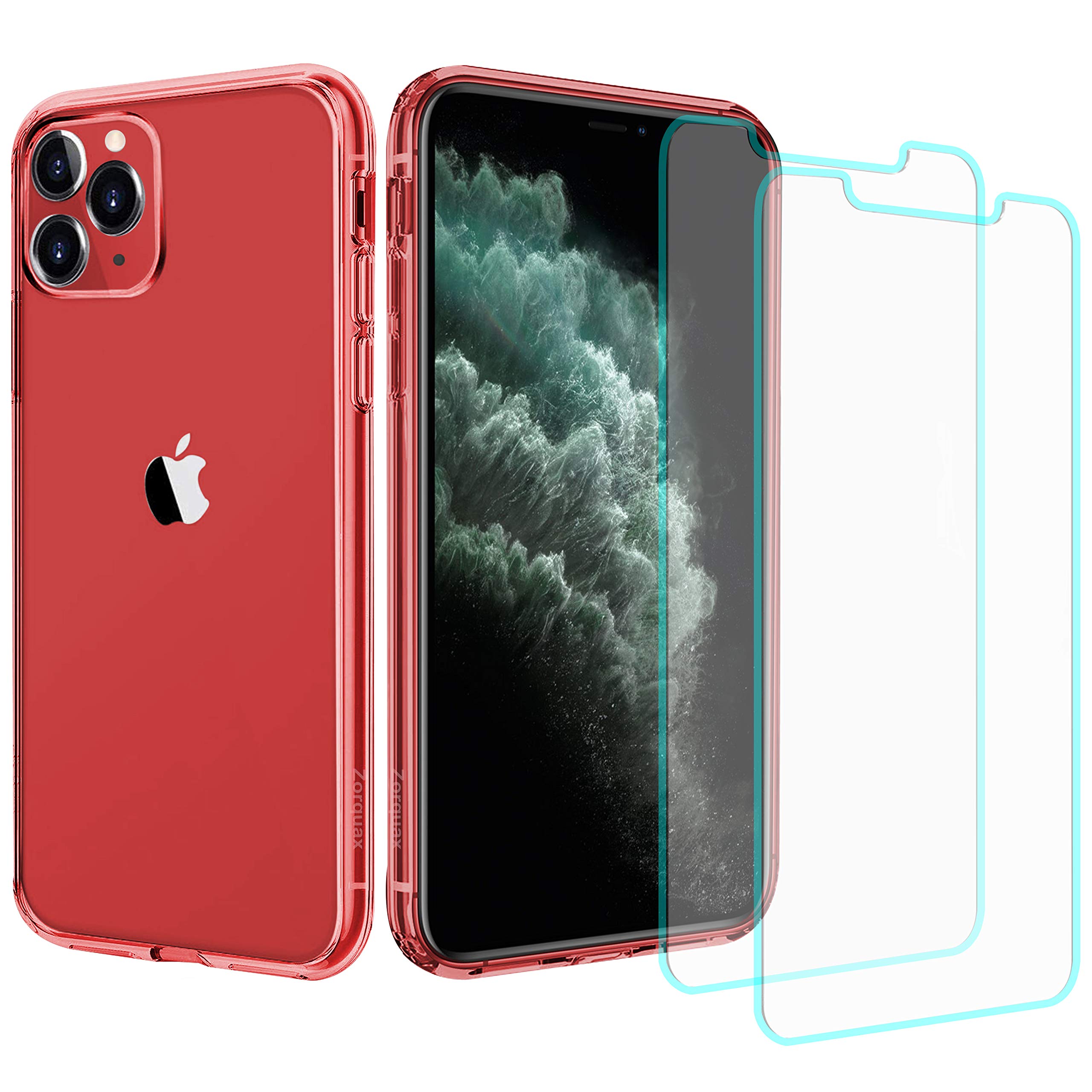 Zorquax iPhone 11 Pro Clear Case with 2X 9H Tempered Glass Screen Protectors (5.8 Inch) - Slim Transparent Hybrid Protective Cover (Hard PC Back & Soft TPU Sides) | Shockproof & Case-Friendly Charging | Perfect for Everyday Use, Travel & Outdoor Activities