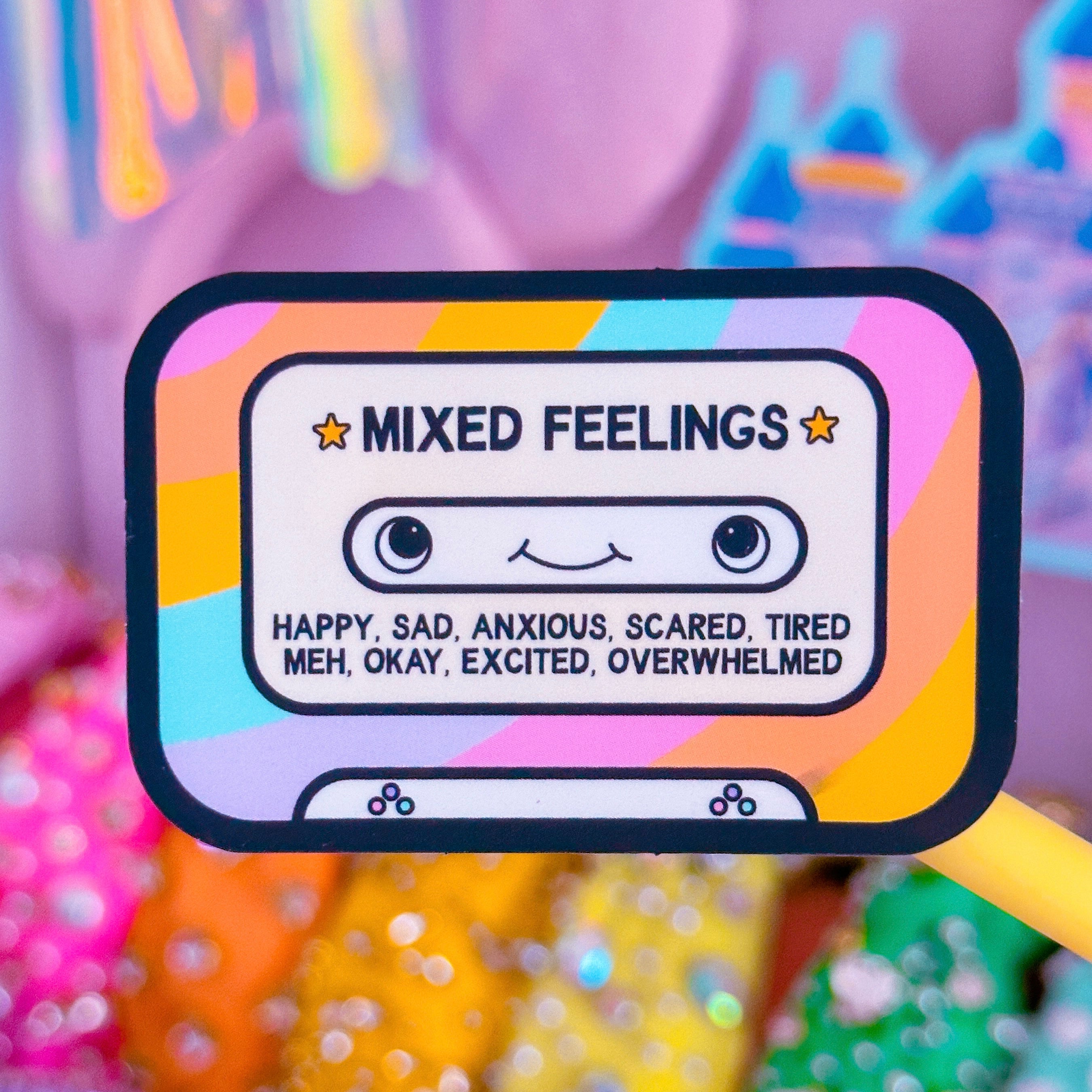 Waterproof Sticker - Mixed Feelings Mix Tape Design | Durable Vinyl Decal for Laptops, Water Bottles & DIY Crafts | Perfect for Music Lovers & Retro Aesthetic