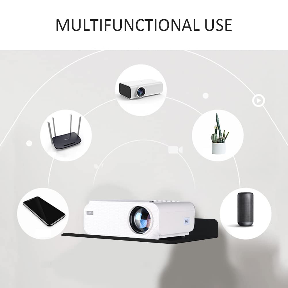 OLizee® No-Drill Floating Wall Shelf with Cable Hole - Baby Monitor, Projector, WiFi Router, Smart Speaker Mount - Perfect for Home Office, Nursery & Living Room Organization