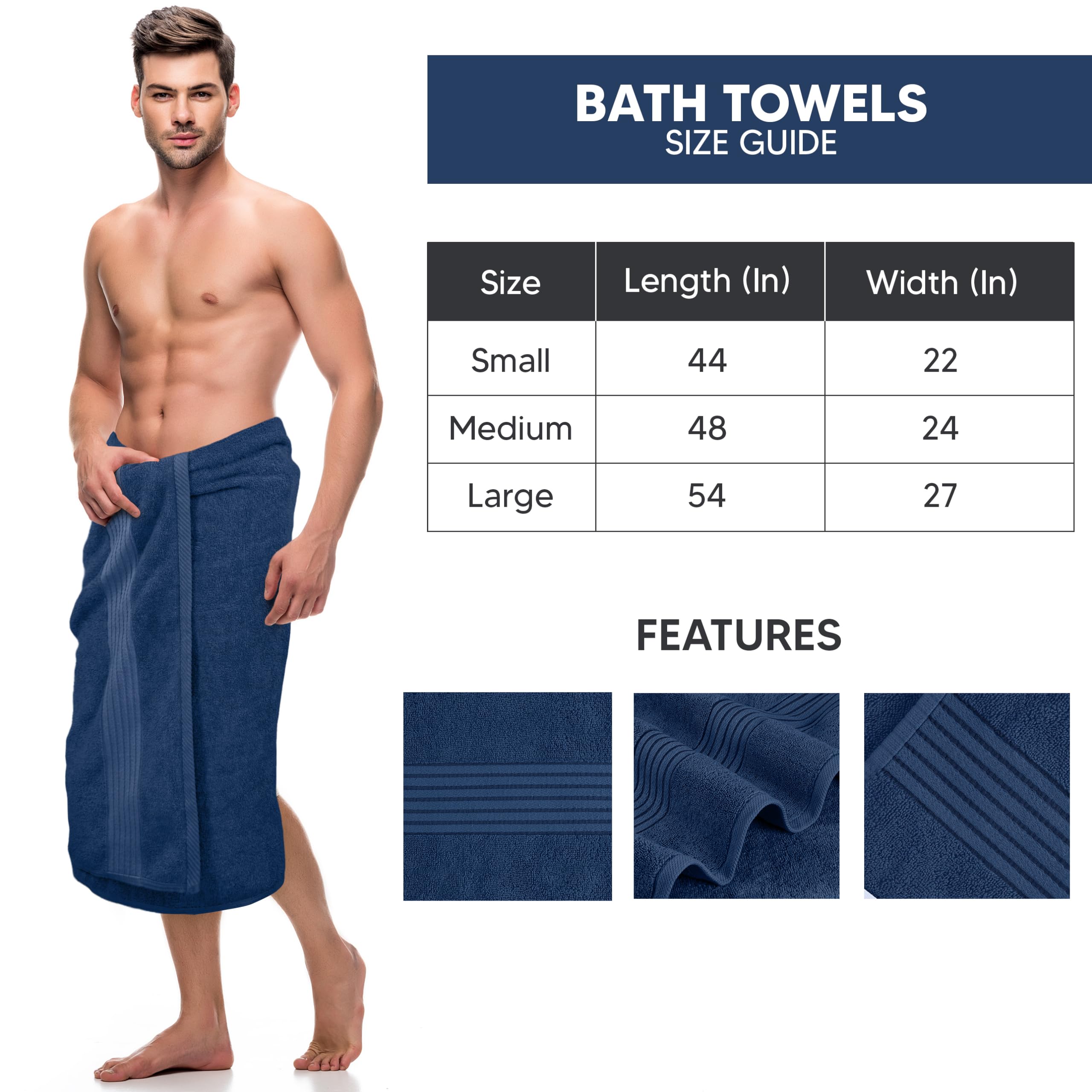 Utopia Towels 4-Pack Premium Bath Towels Set - 27x54 Inches, 100% Ring Spun Cotton, Quick Dry & Highly Absorbent, Ultra Soft for Spa, Gym, and Everyday Use (Navy Blue)
