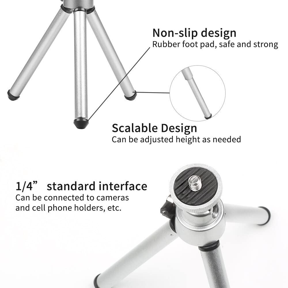 RajoNN Flexible Mini Phone Tripod Stand with Clip - Adjustable Portable Cell Phone Tripod for Live Streaming, Vlogging, Photography & Video Calls