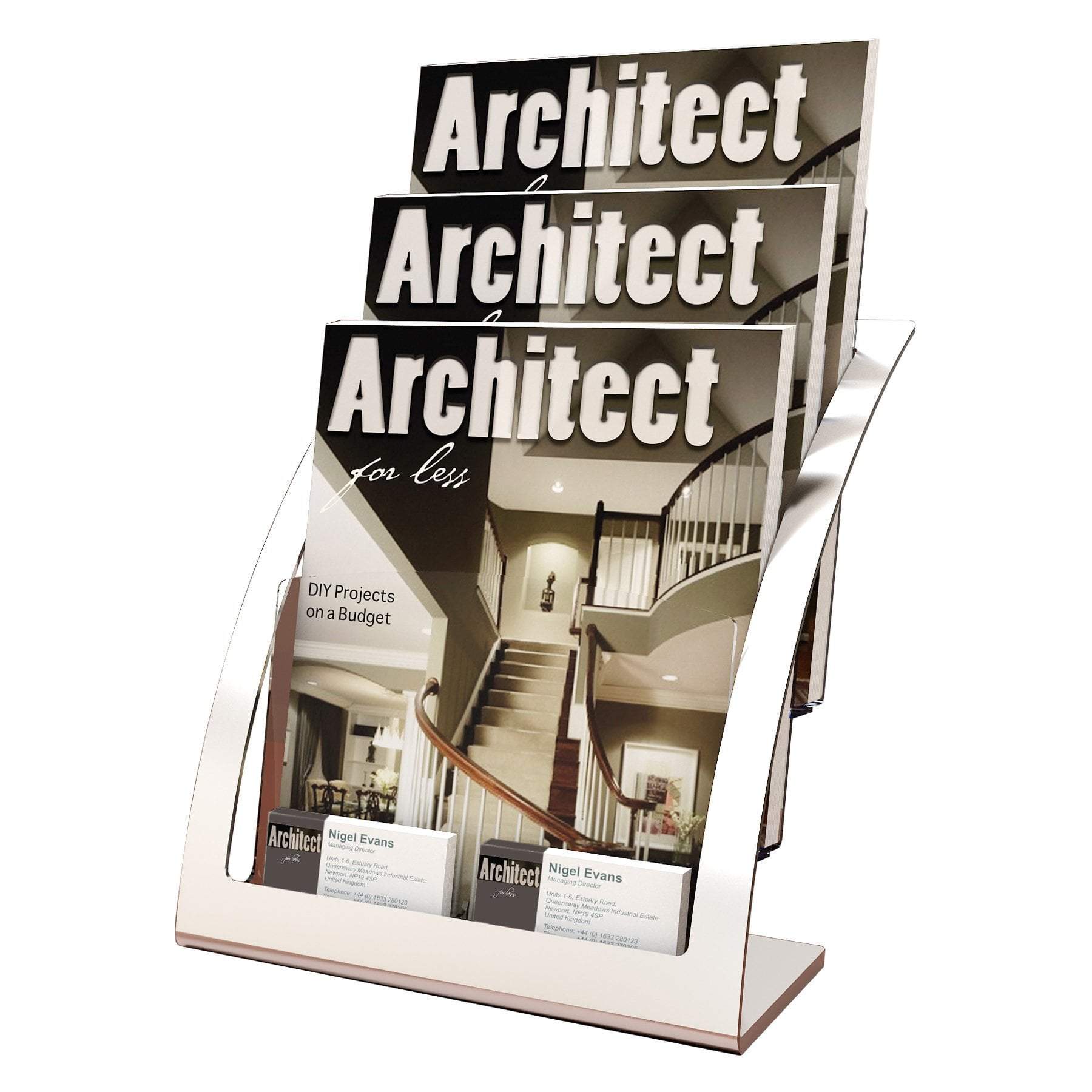 3-Tier A4 Brochure Holder - Silver Metal Display Stand for Office, Restaurant, or Retail Store Organization