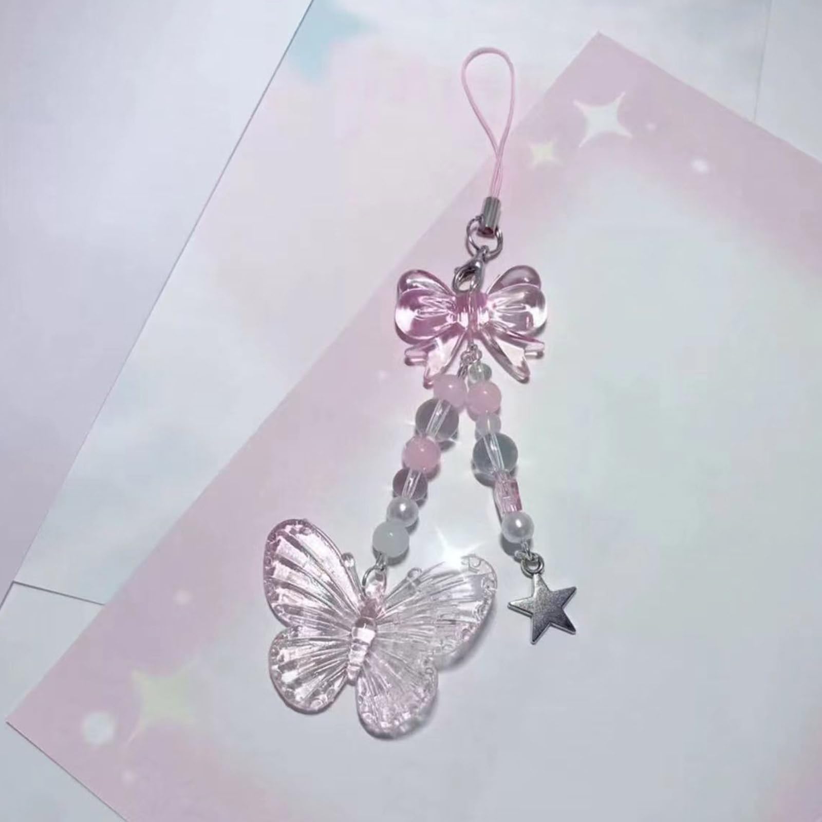 Saddgo Stylish Beaded Phone Strap - Butterfly Phone Pendant & Lanyard for iPhone Samsung - Fashion Phone Jewelry Accessory for Women Girls - Perfect for Work, Party, Travel & Daily Use
