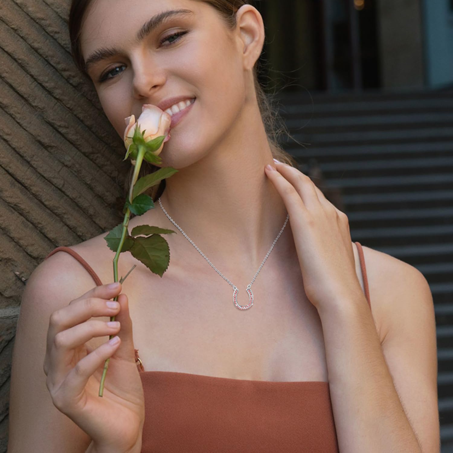 Lucky Horseshoe Necklace for Women – Sterling Silver Birthstone Pendant with Gift Box | Elegant Good Luck Charm Jewelry for Birthdays, Anniversaries & Everyday Wear