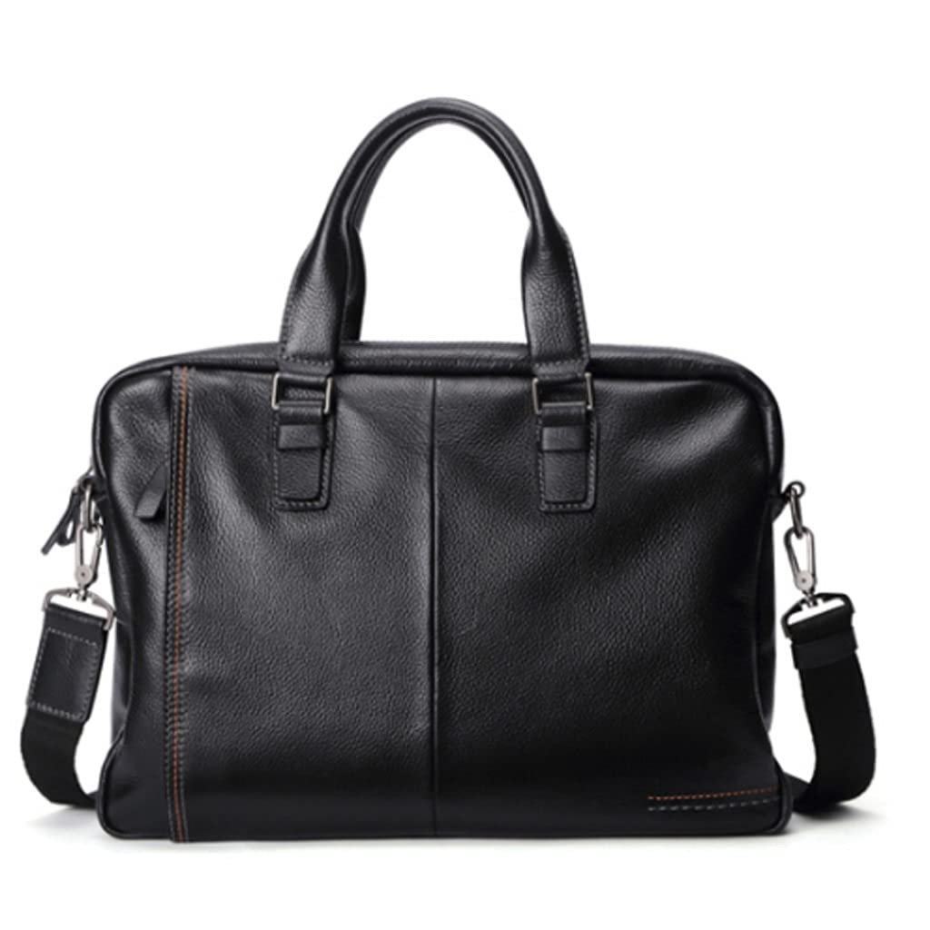 Premium Genuine Leather Men's Business Briefcase - 15.6 Inch Laptop Shoulder Bag for Professionals - Black 28x38cm - Ideal for Office, Travel & Meetings