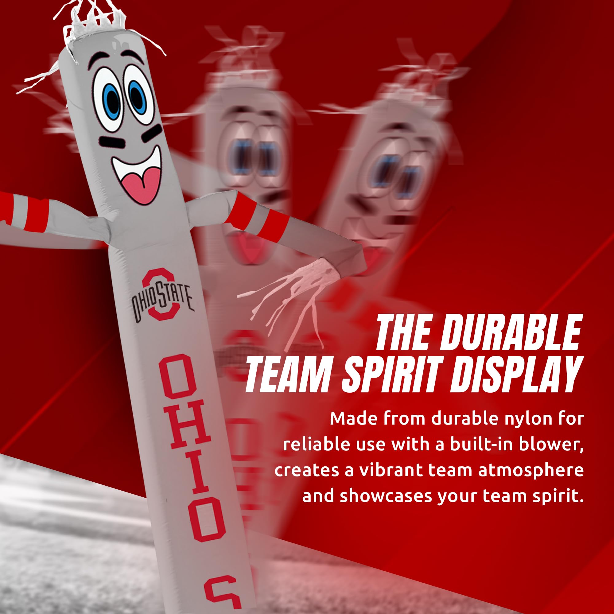 NCAA Ohio State Buckeyes Football LED Inflatable Tube Guy with Built-in Blower - 6ft Tall Wacky Waving Sports Fan Decoration for Game Day Parties, Tailgating & Outdoor Events