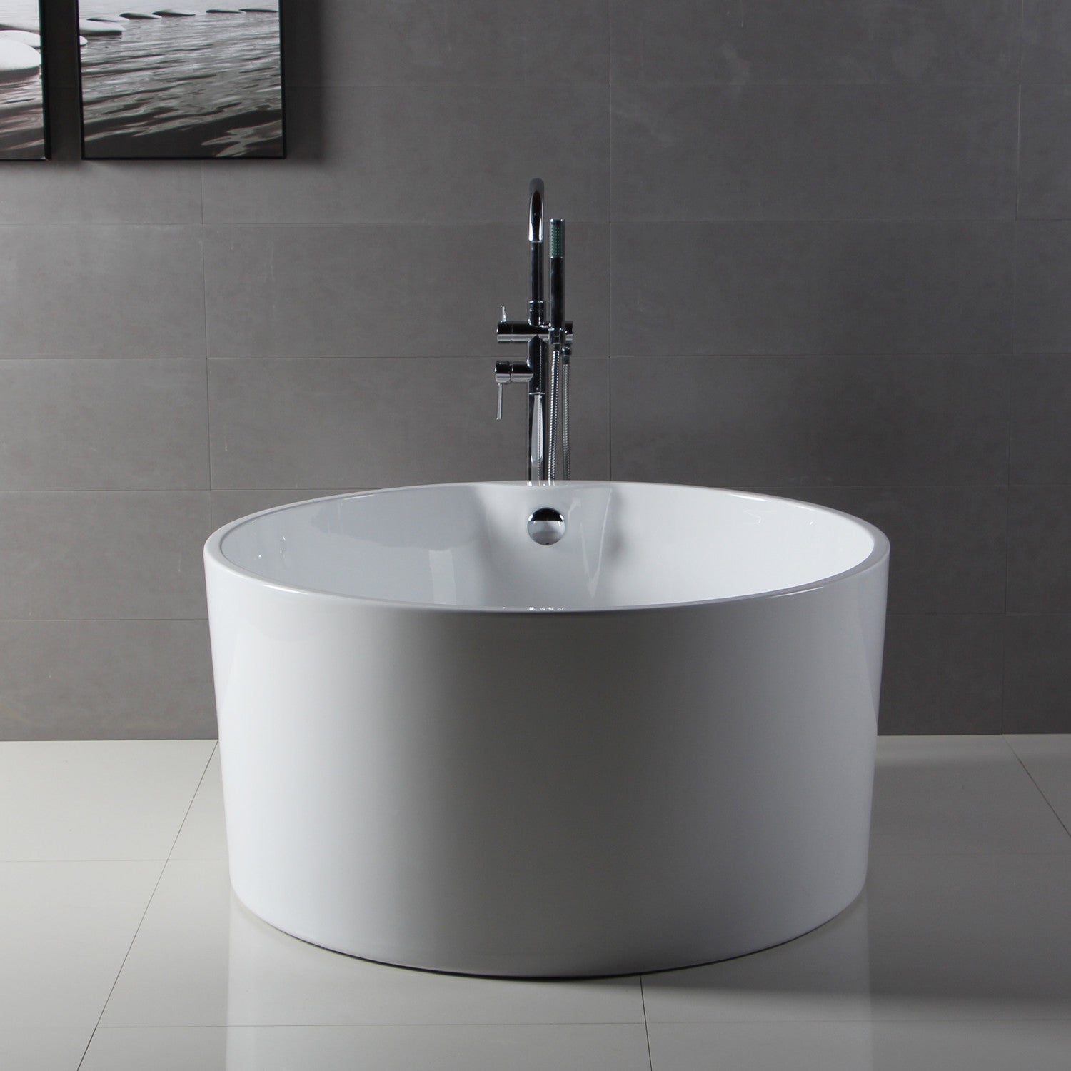 Aqua Eden 45 Inch Acrylic Round Freestanding Bathtub - Double Ended Soaking Tub with Drain - Glossy White Finish - Perfect for Luxury Bathrooms & Spa Retreats