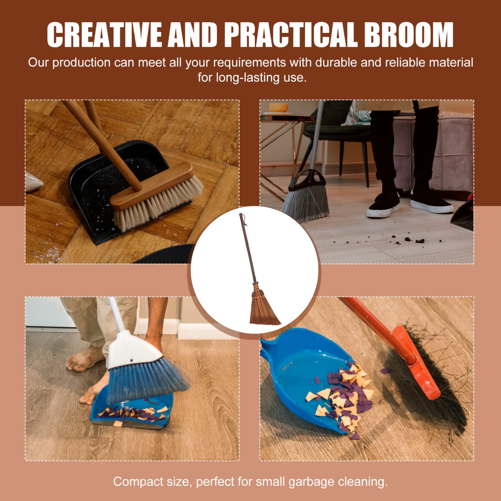 Eco-Friendly Straw Broom for Floor Cleaning | Handmade Braided Small Broom | Household Cleaning Supplies | Perfect for Hardwood Floors, Patios & Tight Spaces