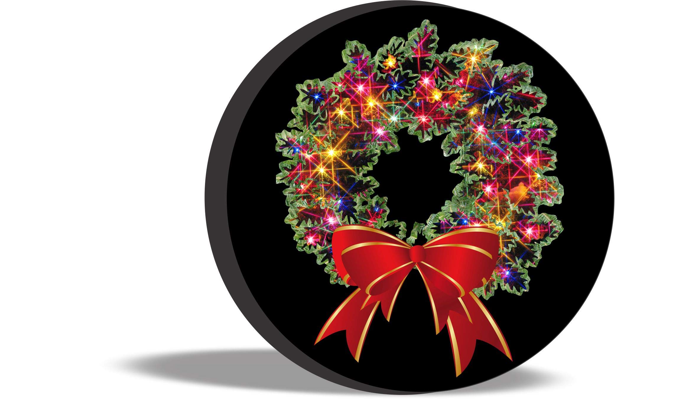 Christmas Wreath Spare Tire Cover - Non-Light Up Holiday Decor for Car, SUV & Truck (Multiple Sizes & Backup Camera Options) - Perfect for Holiday Road Trips & Festive Parking Decorations