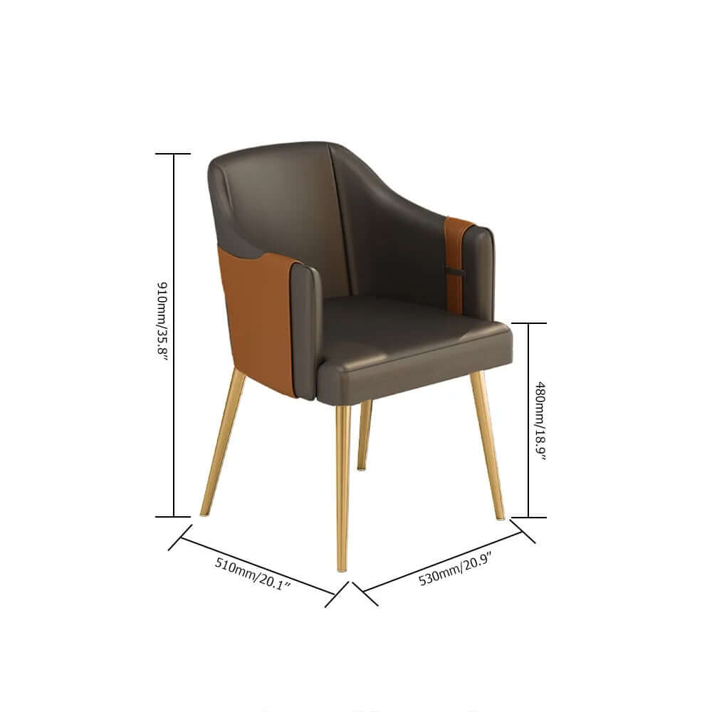 Modern Mid-Century Upholstered PU Leather Dining Chairs with Arms - Set of 2 - Elegant Home Dining Room Furniture for Kitchen, Breakfast Nook & Small Space Entertaining