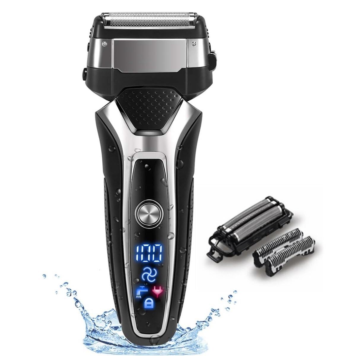 Premium Electric Razor for Men - Wet & Dry Rechargeable Shaver with 3-Blade System, Facial Hair & Beard Trimmer, Stubble Remover (Stand-Alone Blade) - Perfect for Travel, Gym & Daily Grooming Routine