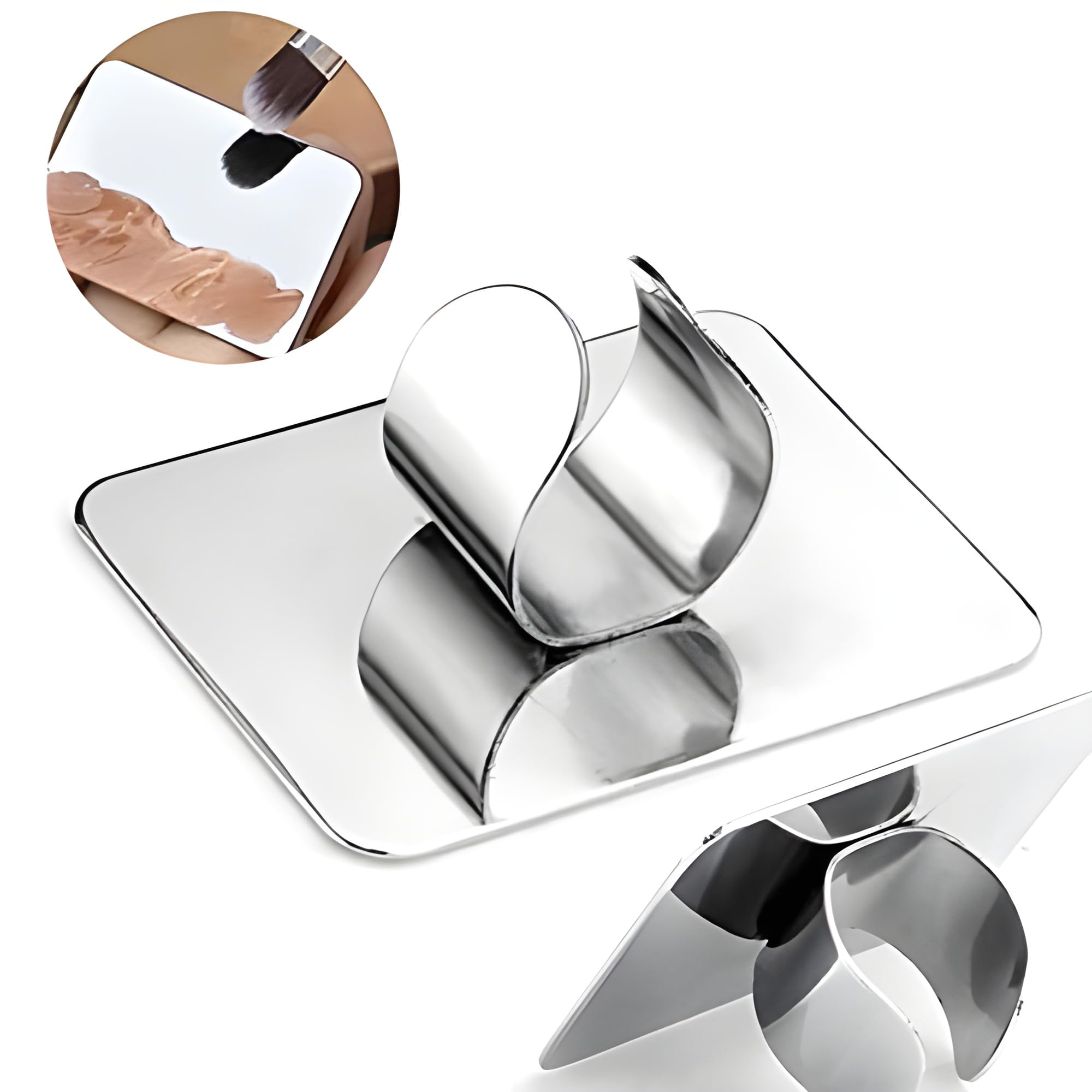 Professional Stainless Steel Makeup Mixing Palette for Artists - Finger & Brush Blending Tool - Perfect for Creams, Powders & Liquid Cosmetics - Ideal for Makeup Studios & Home Use