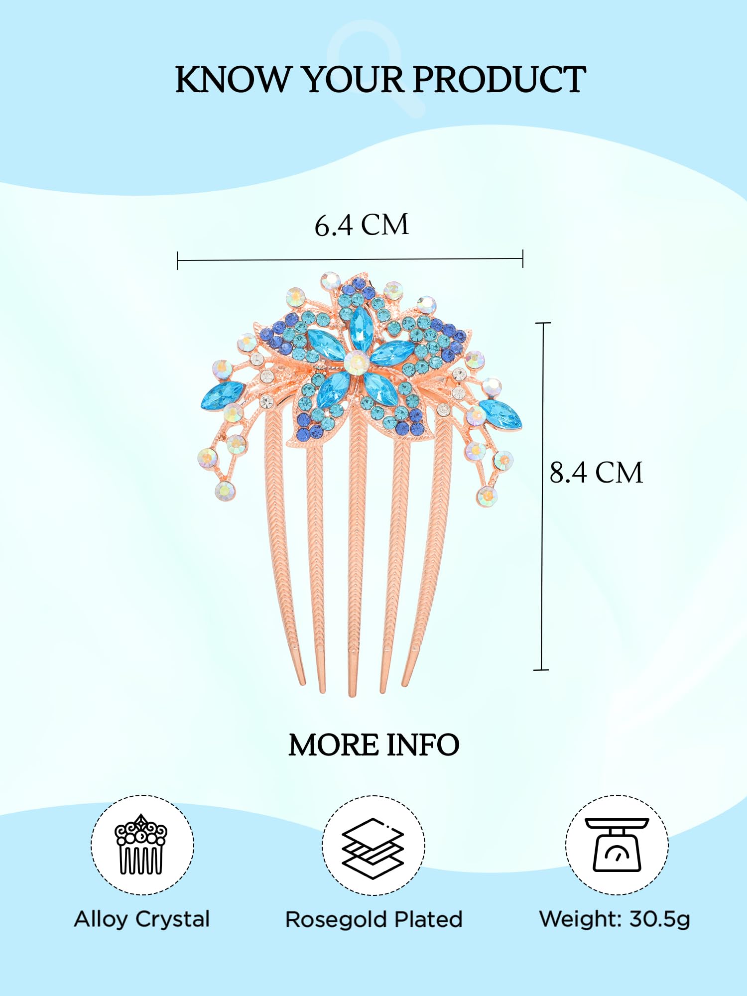 Elegant Yellow Crystal Floral Hair Comb Pin for Women - Bridal Wedding Hair Accessories, Side Pin, Jooda Pin - Perfect for Weddings, Prom, Parties & Special Occasions