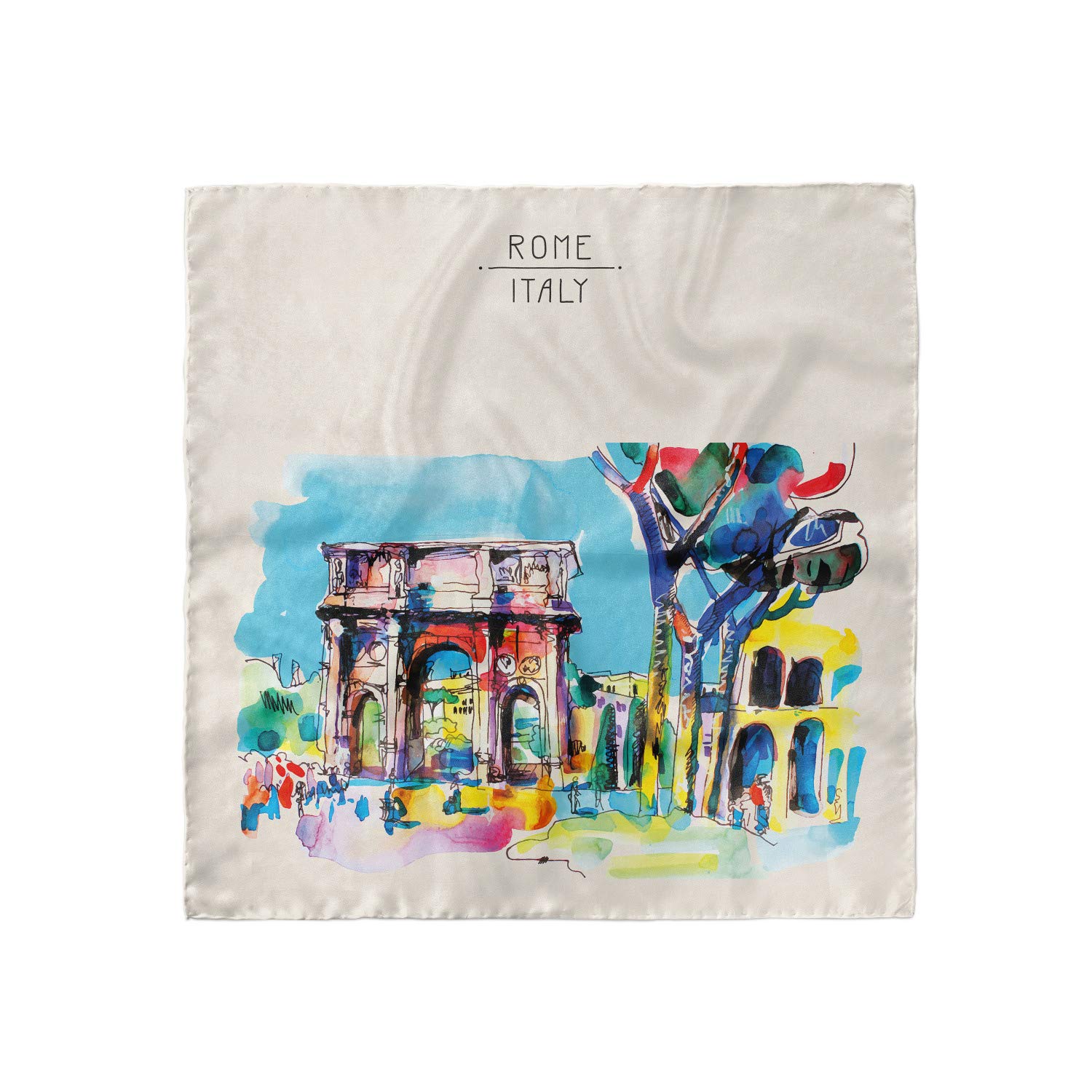 Lunarable Watercolor Headscarf - Rome Architecture Italy Design - Stylish Hijab Scarf for Women | Perfect for Daily Wear, Travel & Special Occasions