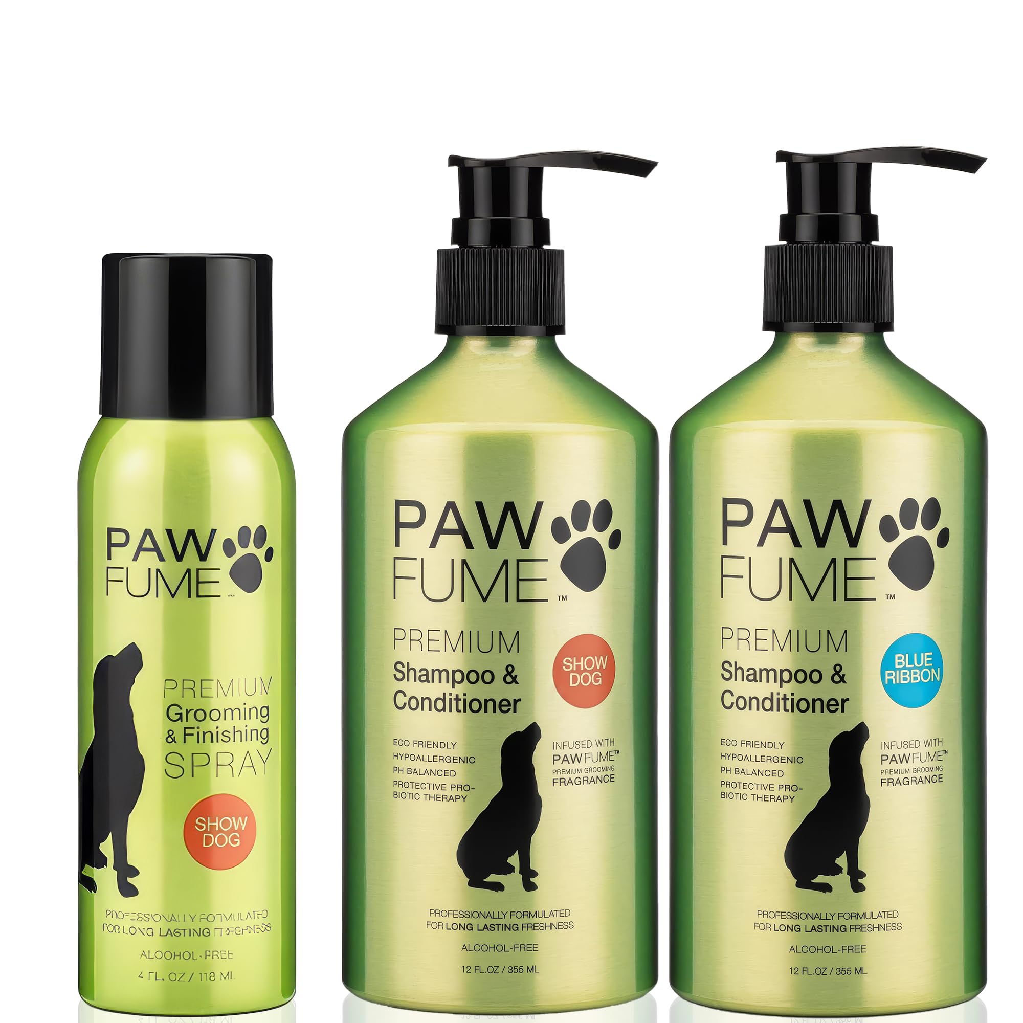 Premium PAWFUME Grooming Dog Spray for Show Dogs - Moisturizing Dog Shampoo & Conditioner Set with Blue Ribbon Formula - Professional Pet Grooming Kit for Dog Shows, Bath Time & Daily Coat Care