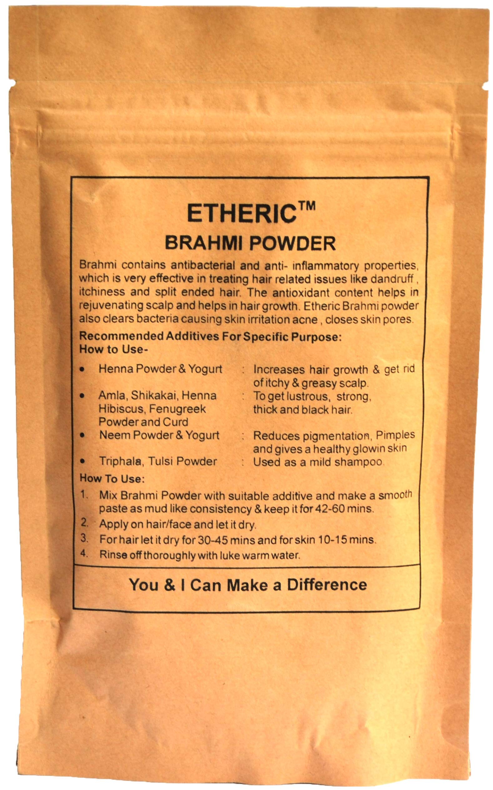 Organic Brahmi Powder for Hair Growth & Scalp Treatment - 100g | Ayurvedic Herbal Remedy for Dandruff, Hair Loss & Thinning | Promotes Healthy Hair & Scalp Care - Perfect for DIY Hair Masks & Natural Hair Treatments