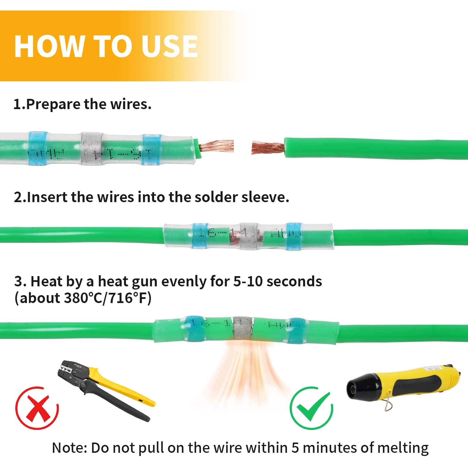 400PCS Heat Shrink Solder Seal Wire Connectors Kit with Heat Gun - Waterproof Electrical Connectors for Marine, Automotive & DIY (26-6 Gauge) - Perfect for Boat Wiring, Car Repairs & Home Electrical Projects