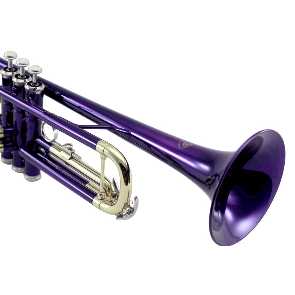 Professional Sky Band Approved Purple Plated Bb Trumpet with Hard Case, Cleaning Cloth, Gloves & Valve Oil - Perfect for School Bands, Jazz Ensembles & Marching Performances
