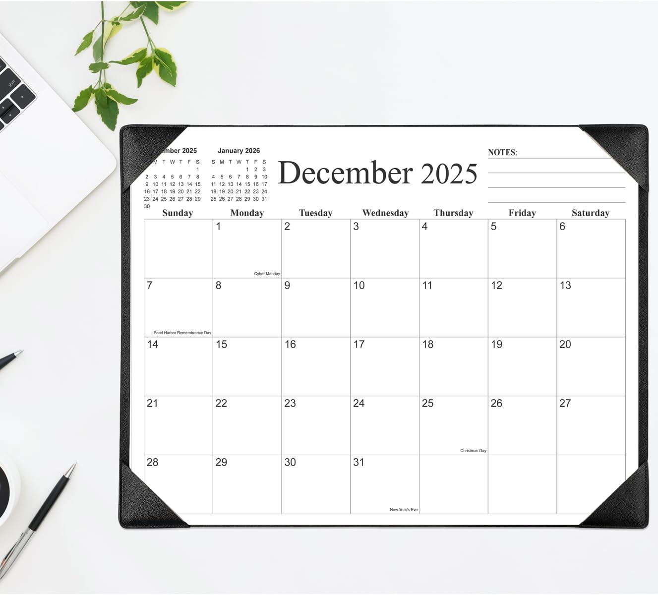 2025-2026 Large Desk Calendar with Desktop Mat - 15 Month Planner from April 2025 to June 2026 - 22