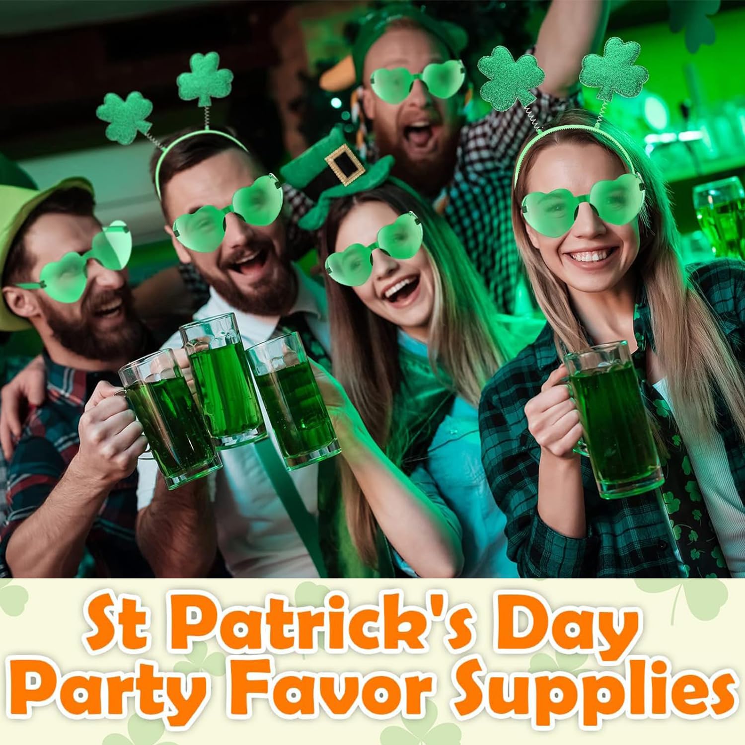 24/12/8/4PCS Shamrock Glasses for St. Patrick's Day - Fun Green Party Accessories for Women & Men - Perfect for Irish Themed Parties, Parades & Pub Crawls