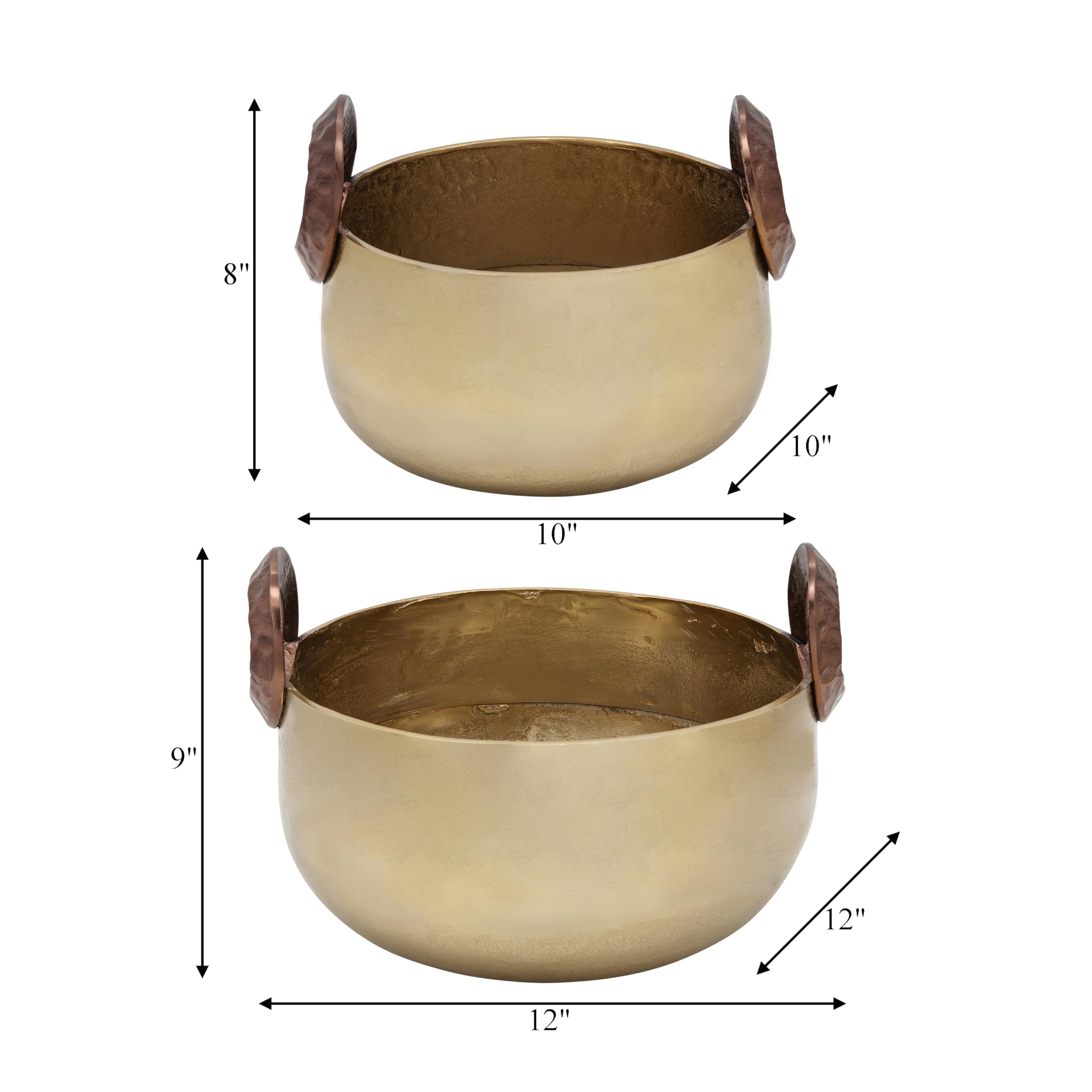 Sagebrook Home Set of 2 Metal Bowls - 10