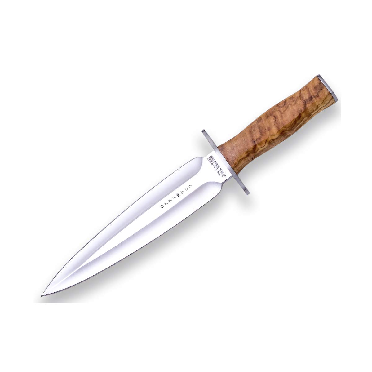 Joker Hunting Knife Colmillo CO108 - 8.46 Inch MOVA Steel Blade with Olive Wood Handle & Brown Leather Sheath - Perfect for Outdoor Activities, Hunting, Fishing, Camping, and Hiking Adventures