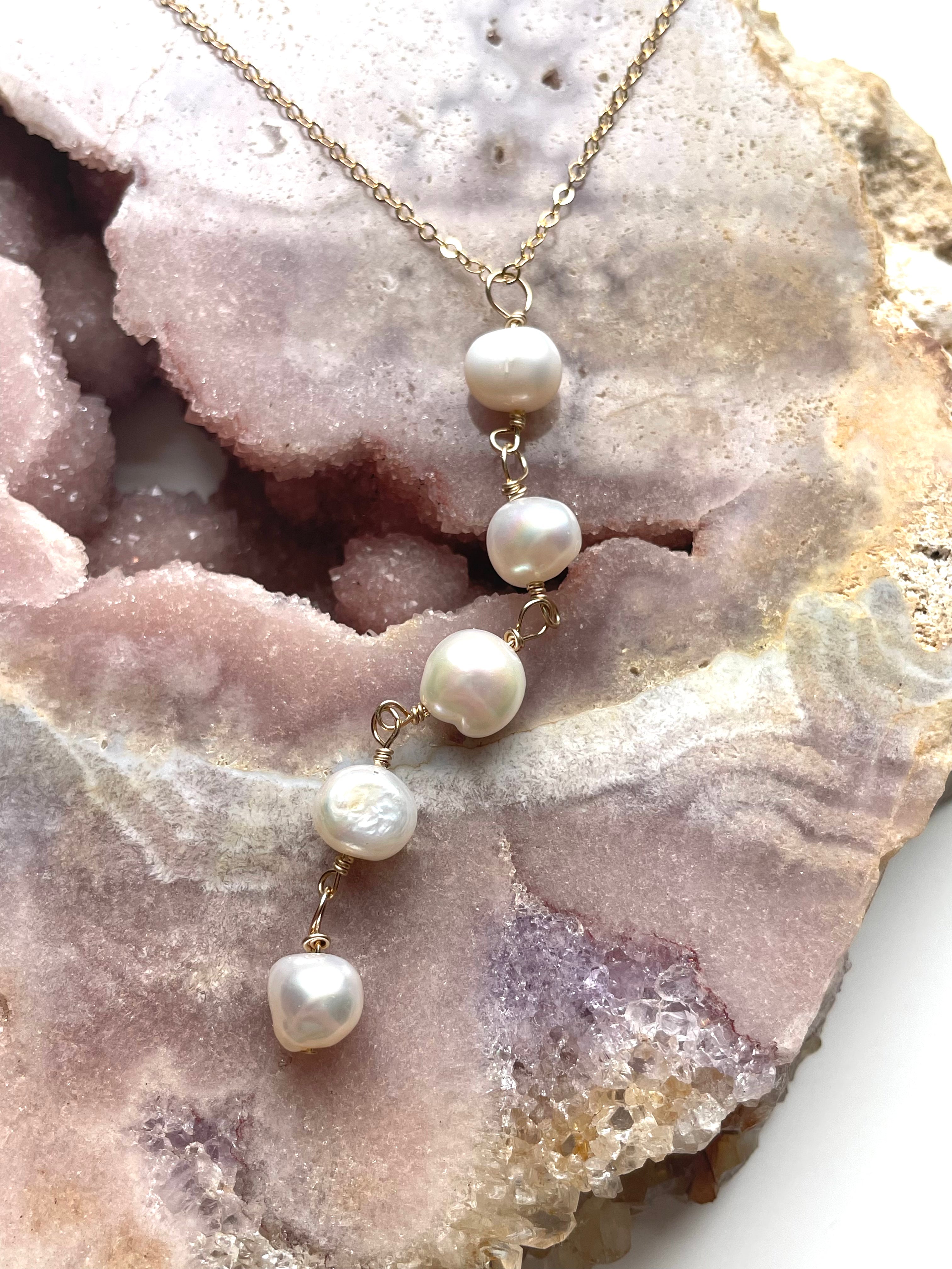 Elegant Pearl Lariat Necklace - Long Layering Pearl Chain for Women | Perfect for Weddings, Parties & Everyday Elegance