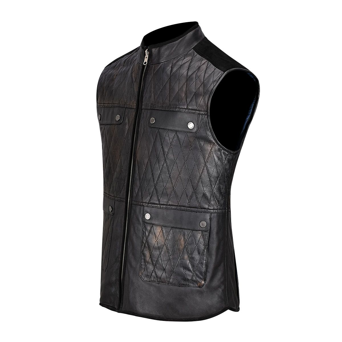 H302BOB Cuadra Black Reversible Lambskin Leather Vest for Men - Stylish Casual Fashion Jacket for Everyday Wear, Night Out & Motorcycle Riding