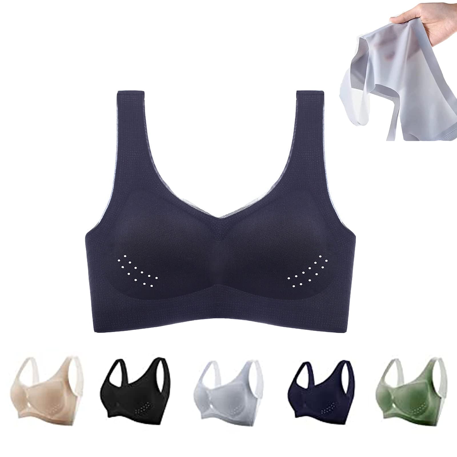 Ultra-Thin Ice Silk Sports Bra for Women - Seamless Wireless Bralette with Removable Pads - Breathable & Comfortable for Yoga, Running, Gym & Daily Wear