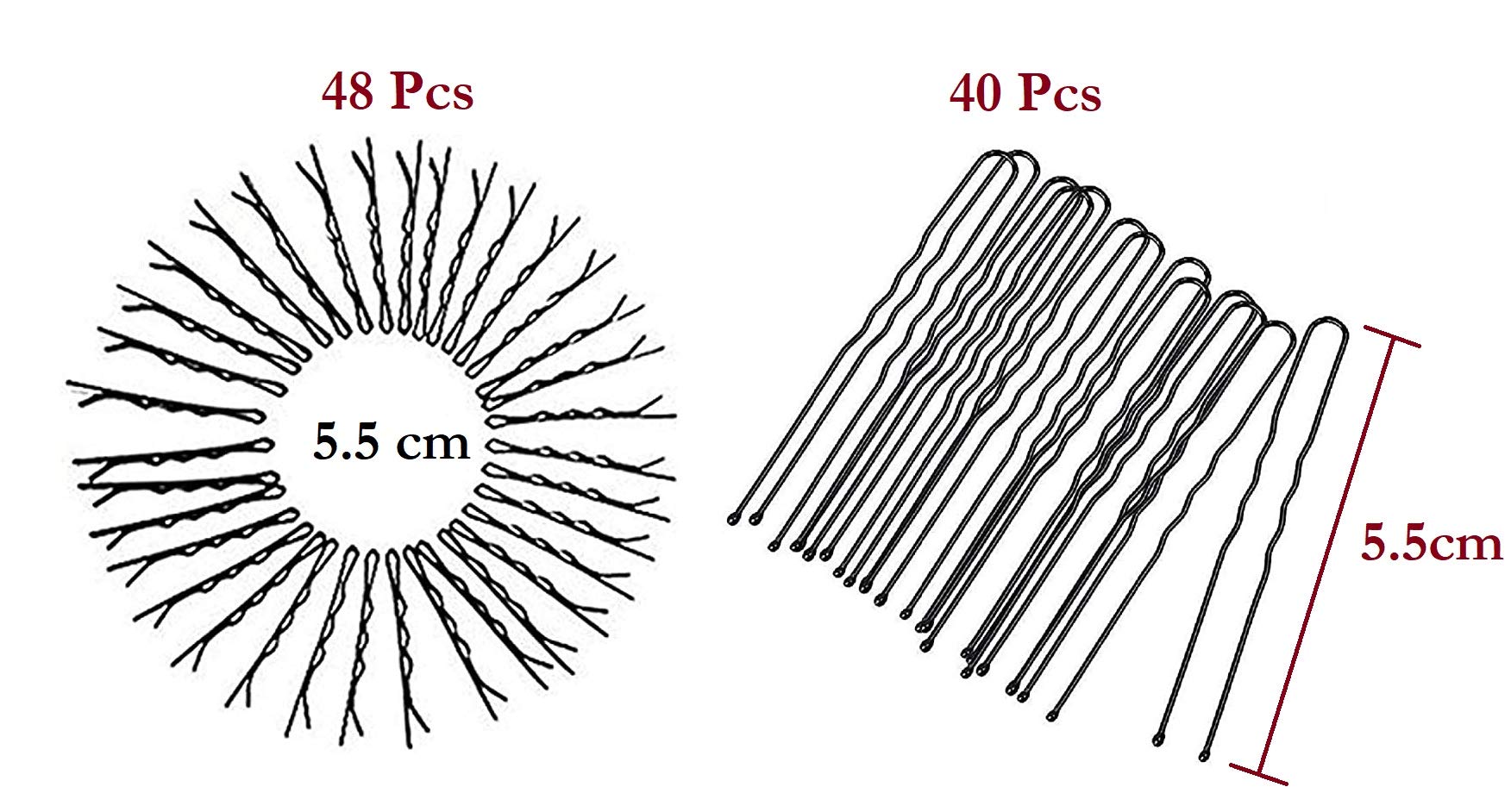 U Shape & Wavy Bobby Pins Set - 88pcs Metal Hair Clips for Styling