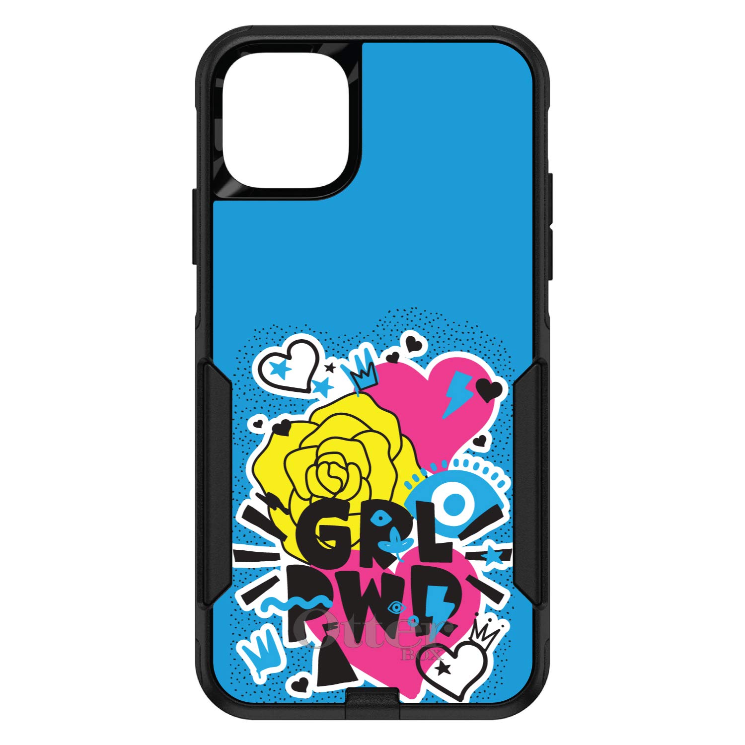 DistinctInk iPhone 11 Case (6.1 Inch) - Shockproof Protective Cover with Custom Girl Power Design - Blue Pink Yellow - Perfect Replacement for OtterBox Commuter - Ideal for School, Work & Everyday Use