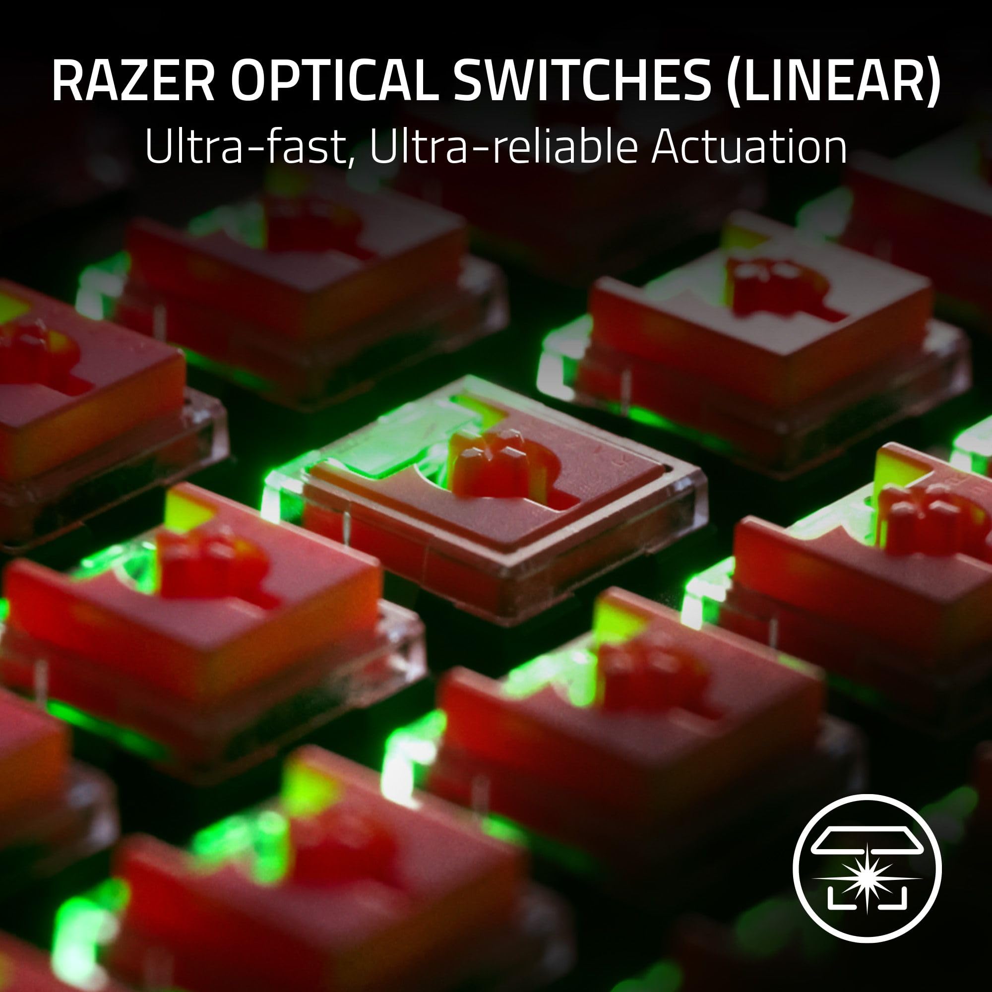 Razer DeathStalker V2 Pro TKL Wireless Gaming Keyboard - Low Profile Optical Red Switches (Linear), HyperSpeed Wireless & Bluetooth 5.0, UK Layout, Black | Perfect for Esports, Office Work & Home Gaming Setup