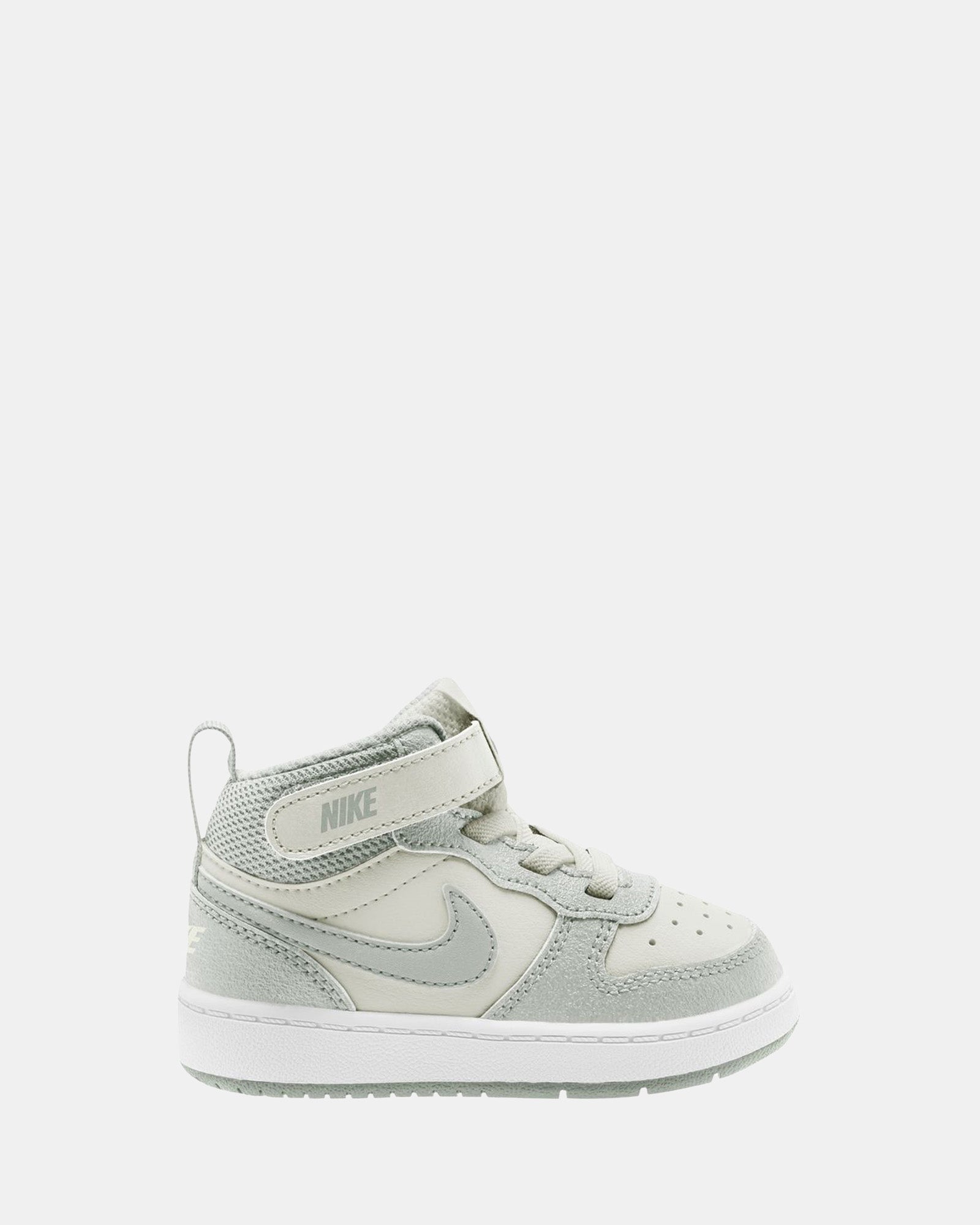 Nike Court Borough Mid 2 Infant Sneakers - Sail/Light Silver/White - Comfortable & Durable Kids Shoes for Playground & Casual Wear