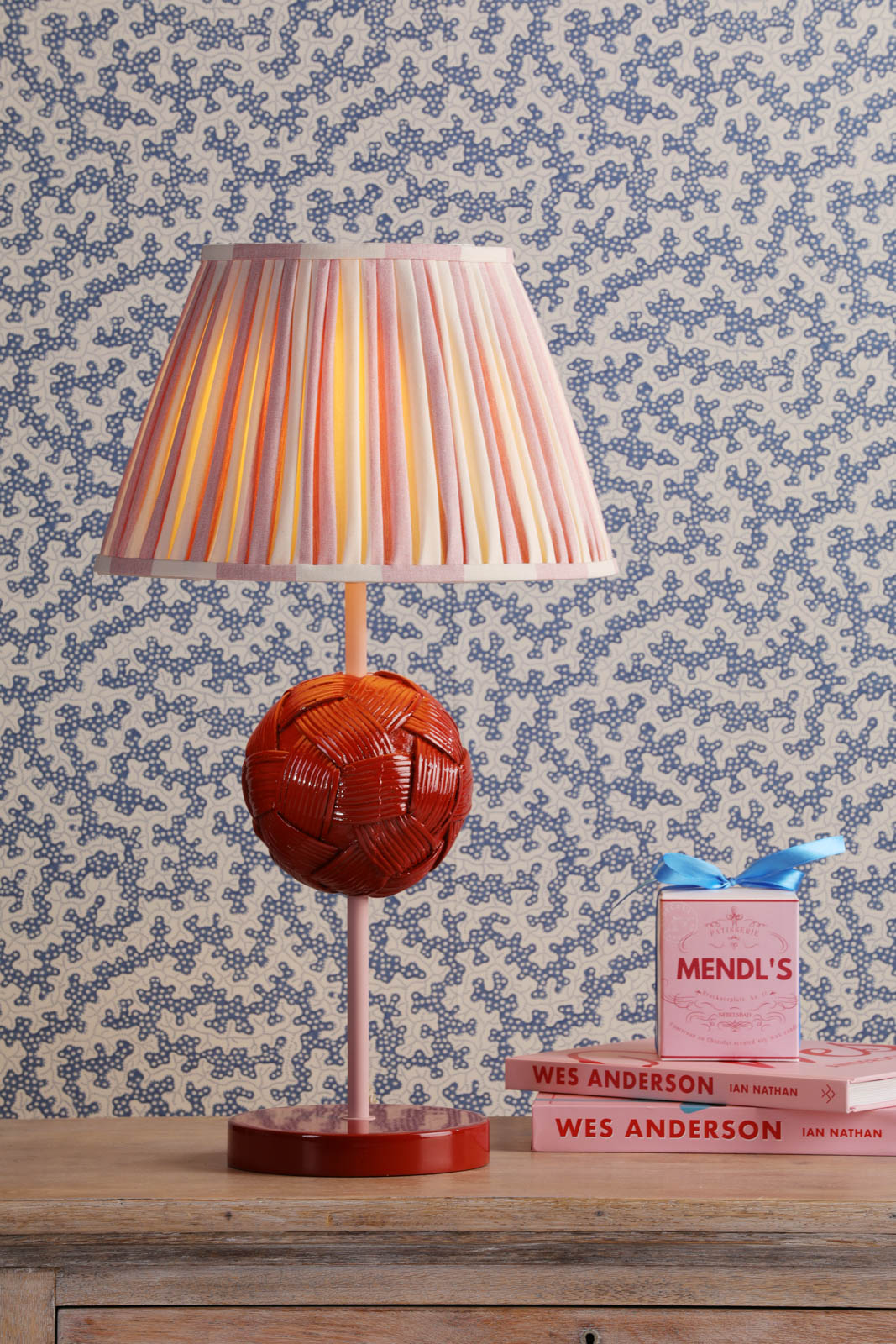 Bodkin Table Lamp - Persian Blue & Coconut/Strawberry & Blush Pink Base - B22 Socket - Modern Home & Office Lighting for Bedroom, Living Room, Study