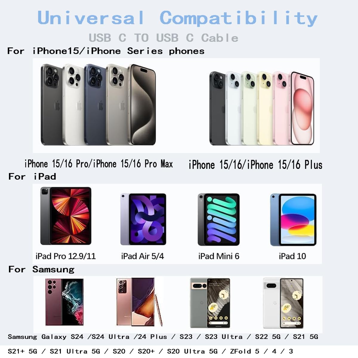 Apple MFi Certified 30W USB C Fast Charger Block & 6FT Cable (2 Pack) - Compatible with iPhone 16/16 Plus/16 Pro/16 Pro Max/15/15 Pro Max - Perfect for Home, Office & Travel Charging