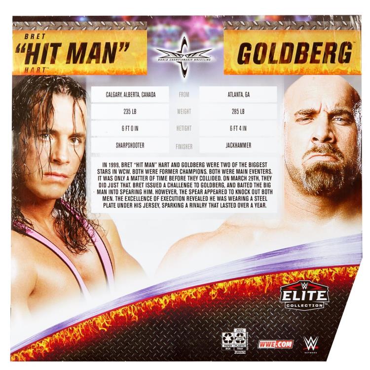WWE Elite Collection Action Figures - Goldberg & Bret Hart 2-Pack Wrestling Toys for Collectors & Fans - Perfect for Display, Play & Gifting