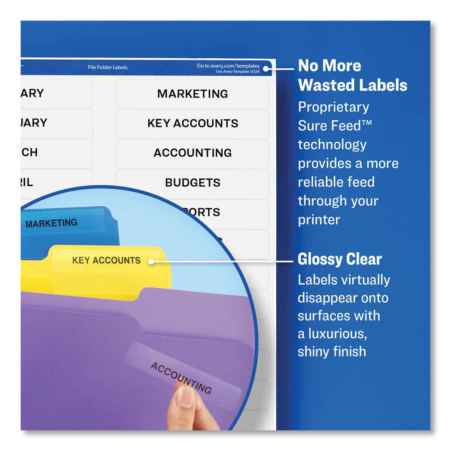 Avery® Clear Permanent File Folder Labels with Sure Feed Technology, 0.66