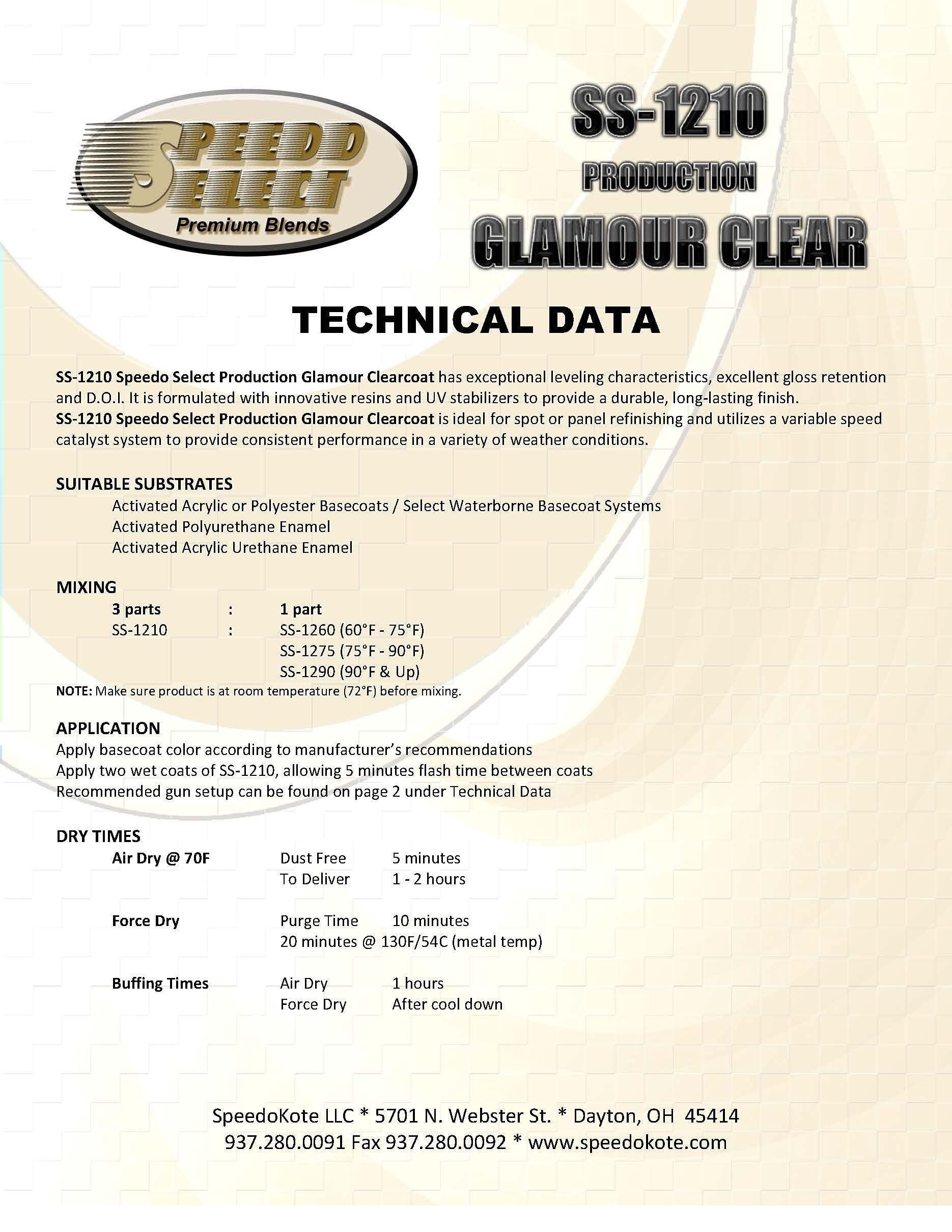 Speedokote Production Glamour Clear Coat - 2.1 VOC Gallon Kit with Fast Activator (SS-1210/1260) | High-Gloss Automotive Finish for Cars, Motorcycles & DIY Projects