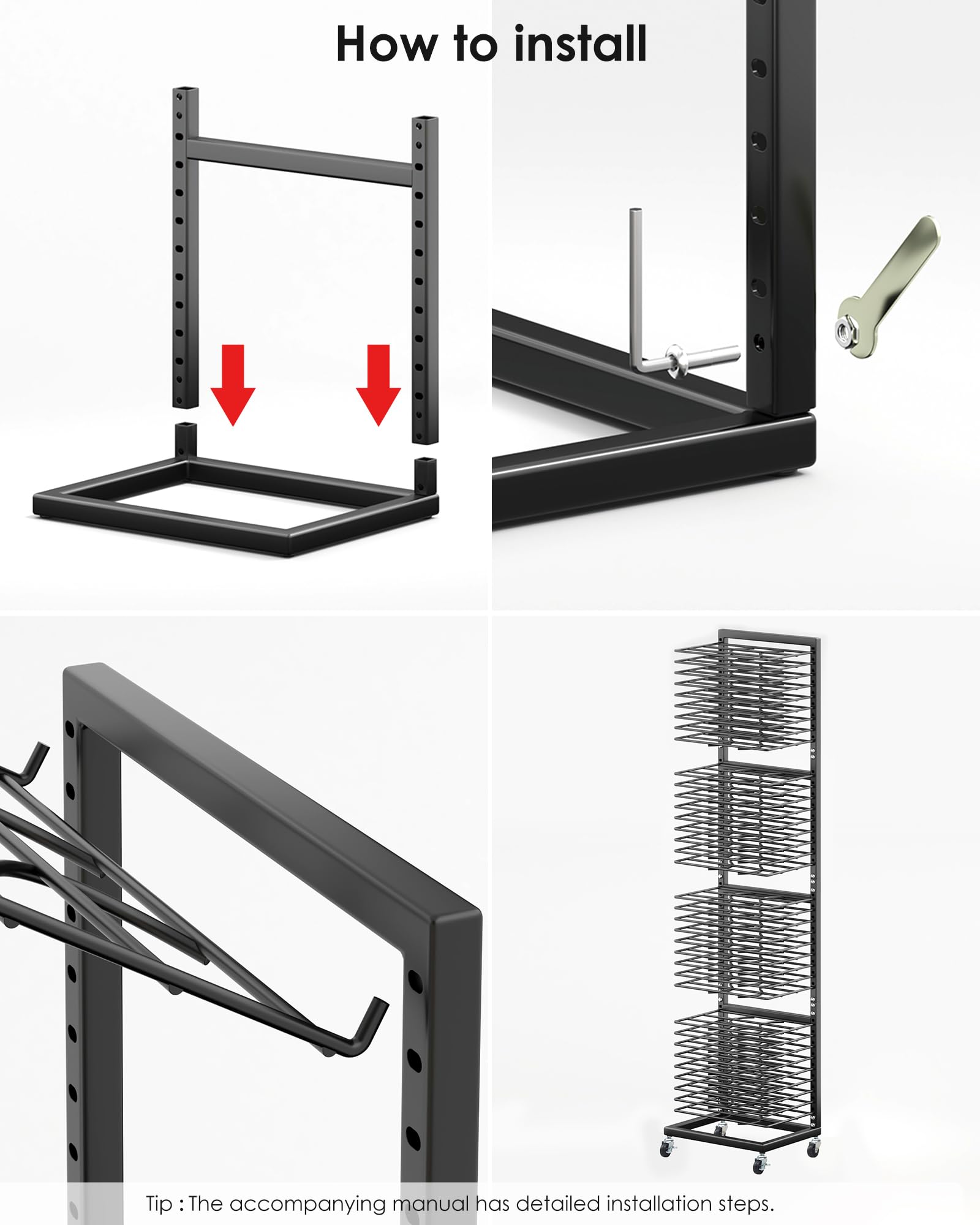 36-Shelf Metal Art Drying Rack with Lockable Wheels | Heavy-Duty Paint Storage Organizer for Art Studios, Classrooms & Schools | Perfect for Drying Paintings, Ceramics & Student Art Projects