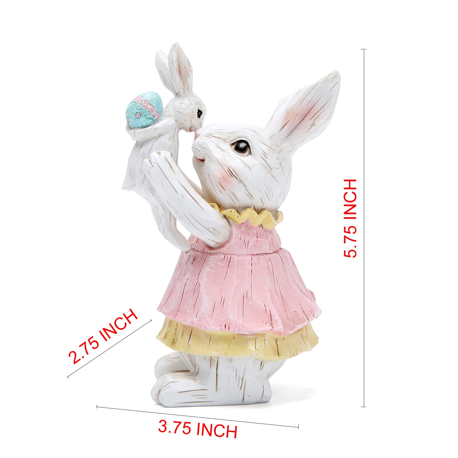 Easter Bunny Decorations - Spring Rabbit Figurines for Tabletop, Home & Party Decor - Cute Mother & Son Rabbit Set - Perfect for Easter Gifts, Holiday Decorations & Family Celebrations