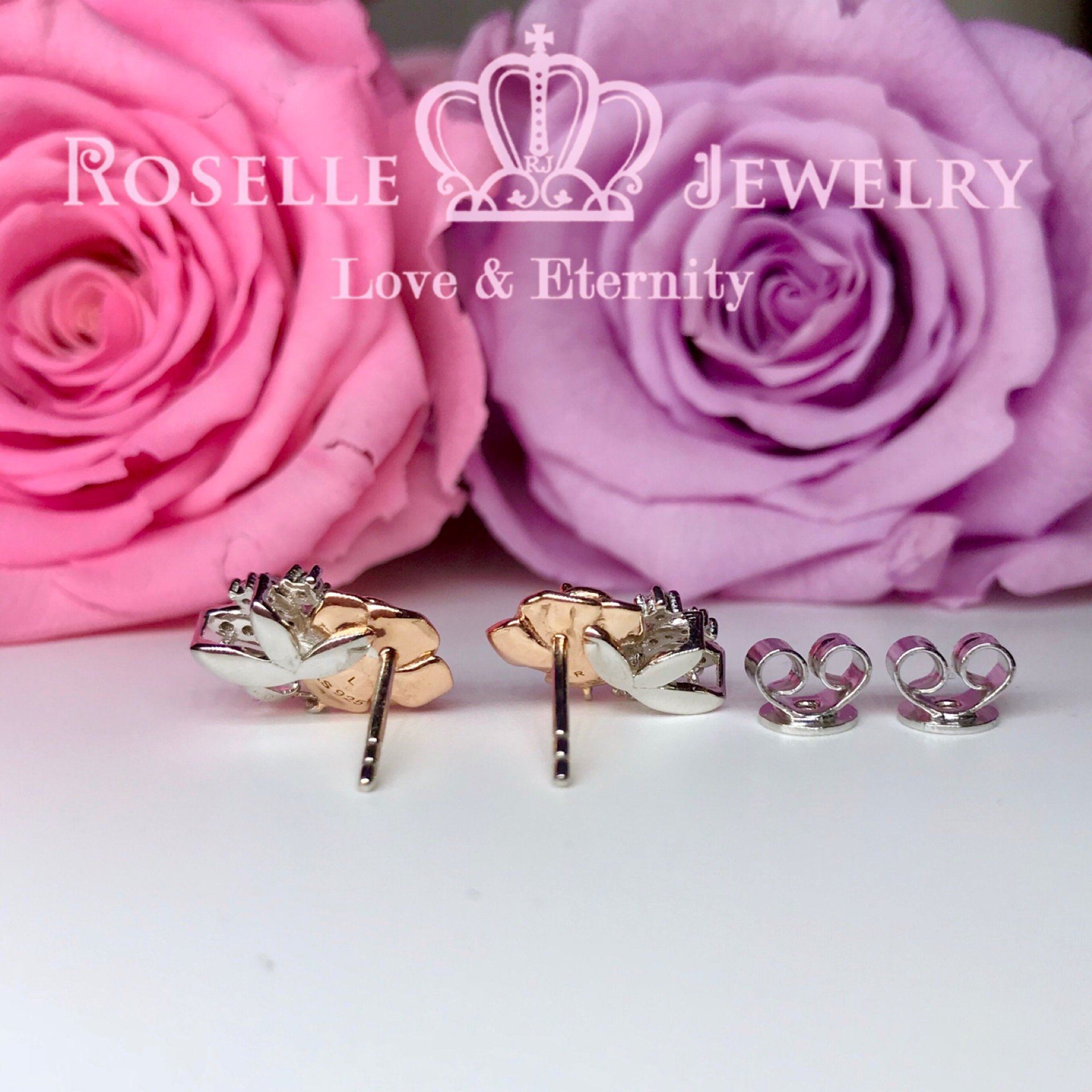 Rose Floral Dancing Stone Stud Earrings for Women | Elegant Dainty Flower Jewelry Gift for Her | Perfect for Weddings, Parties & Everyday Wear