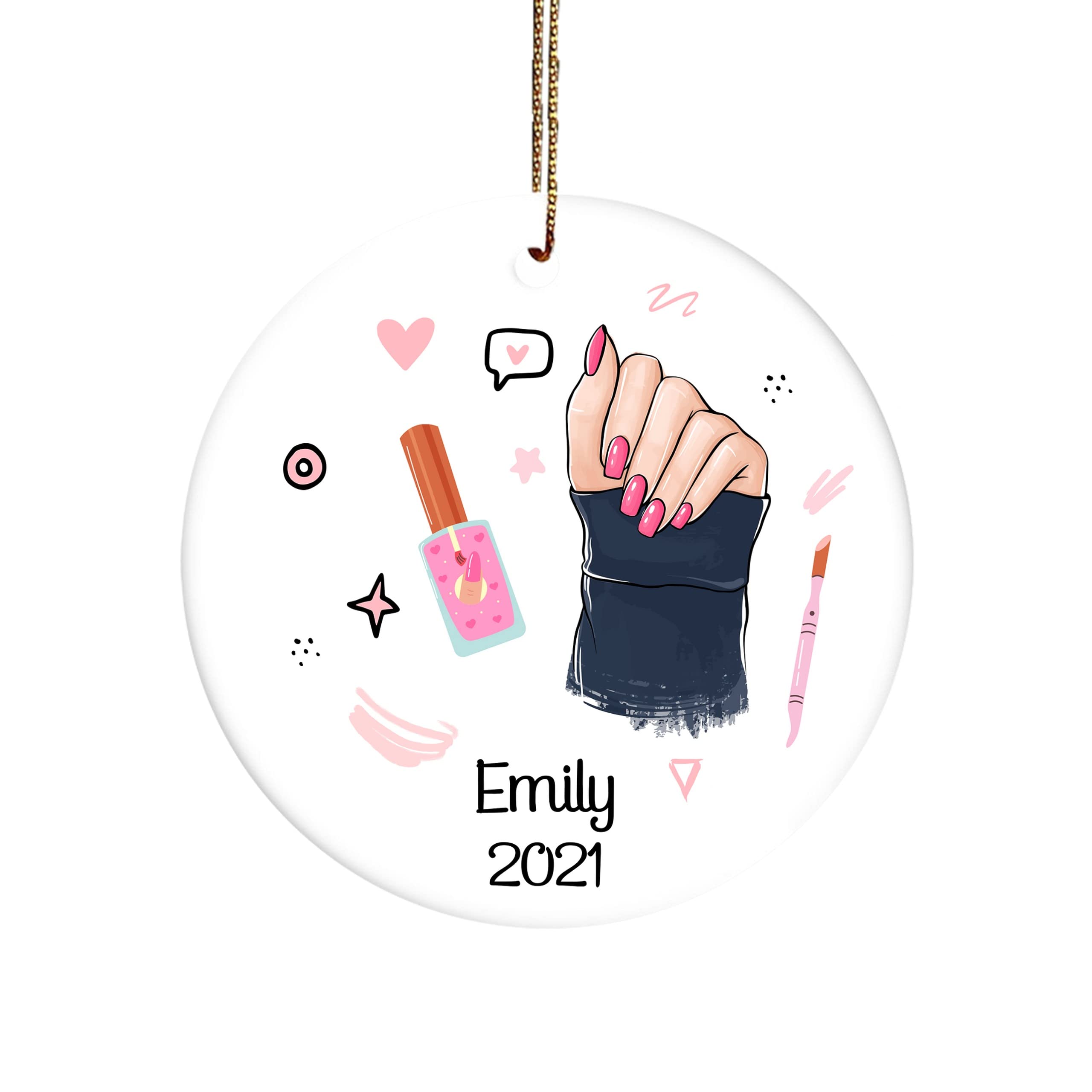 Personalized Nail Art Ornament - Ceramic MDF for Nail Techs & Christmas Decor